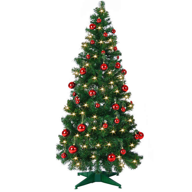 Casaria Künstlicher Weihnachtsbaum, 150 cm Lichterkette Weihnachtskugeln Ständer 333 Spitzen Künstlich Weihnachten Tannenbaum Christbaum Grün