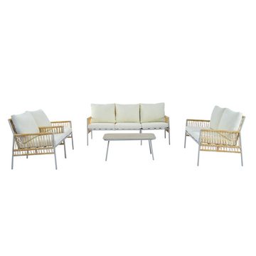 WISHDOR Gartenlounge-Set Gartenmöbel Set mit Stahlrahmen, (3-Sitzer, 1 2-Sitzer, 2 Sessel, 1 Couchtisch, 5-tlg), Rope Lounge, Balkonset