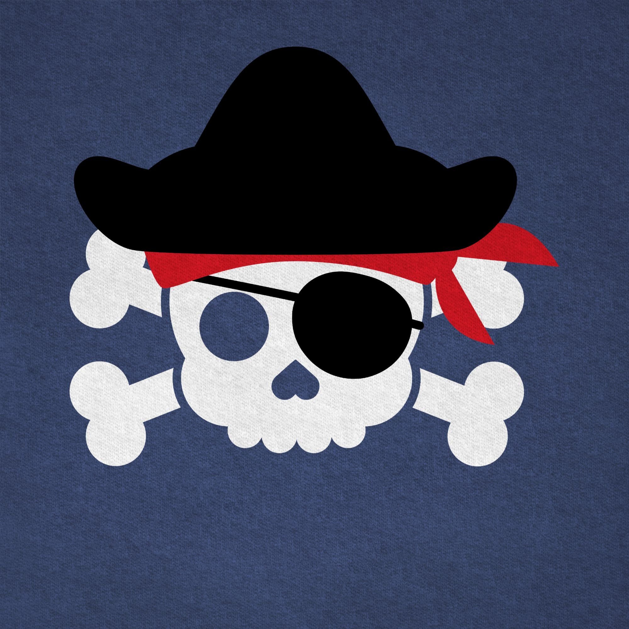 Shirtracer T-Shirt Piratenkopf Kostüm Karneval Totenkopf Dunkelblau Piraten & Geburtstags 3 Pirat Meliert Fasching Piratenkostüm 