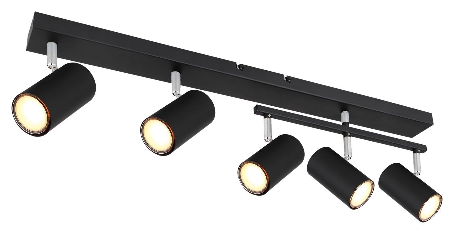 GLOBO LIGHTING Deckenstrahler ROBBY, Schwarz matt, Breite 70 cm, 5-flammig, ohne Leuchtmittel, Deckenlampe
