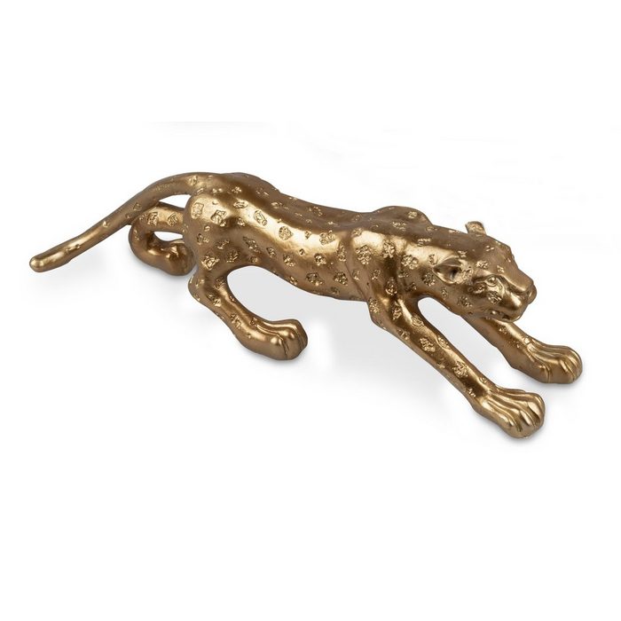 dekojohnson Dekofigur antike Dekofigur goldene Leoparden-Skulptur 34cm