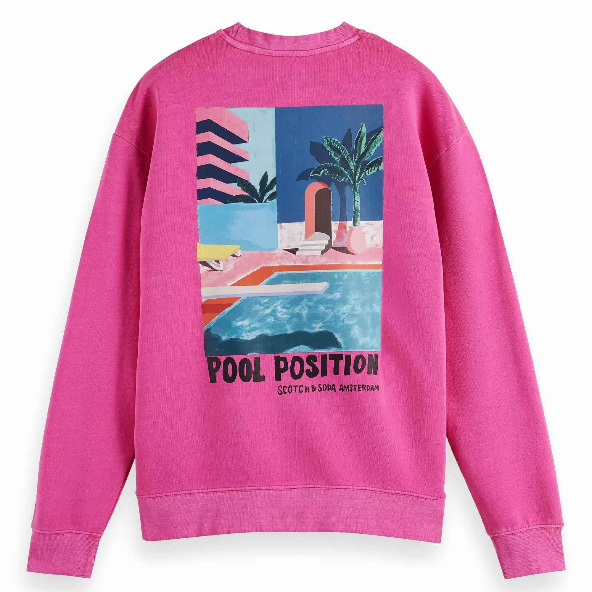 Scotch & Soda Sweatshirt Herren Printed Sweatshirt Sweatshirt, - Rundhals Pink