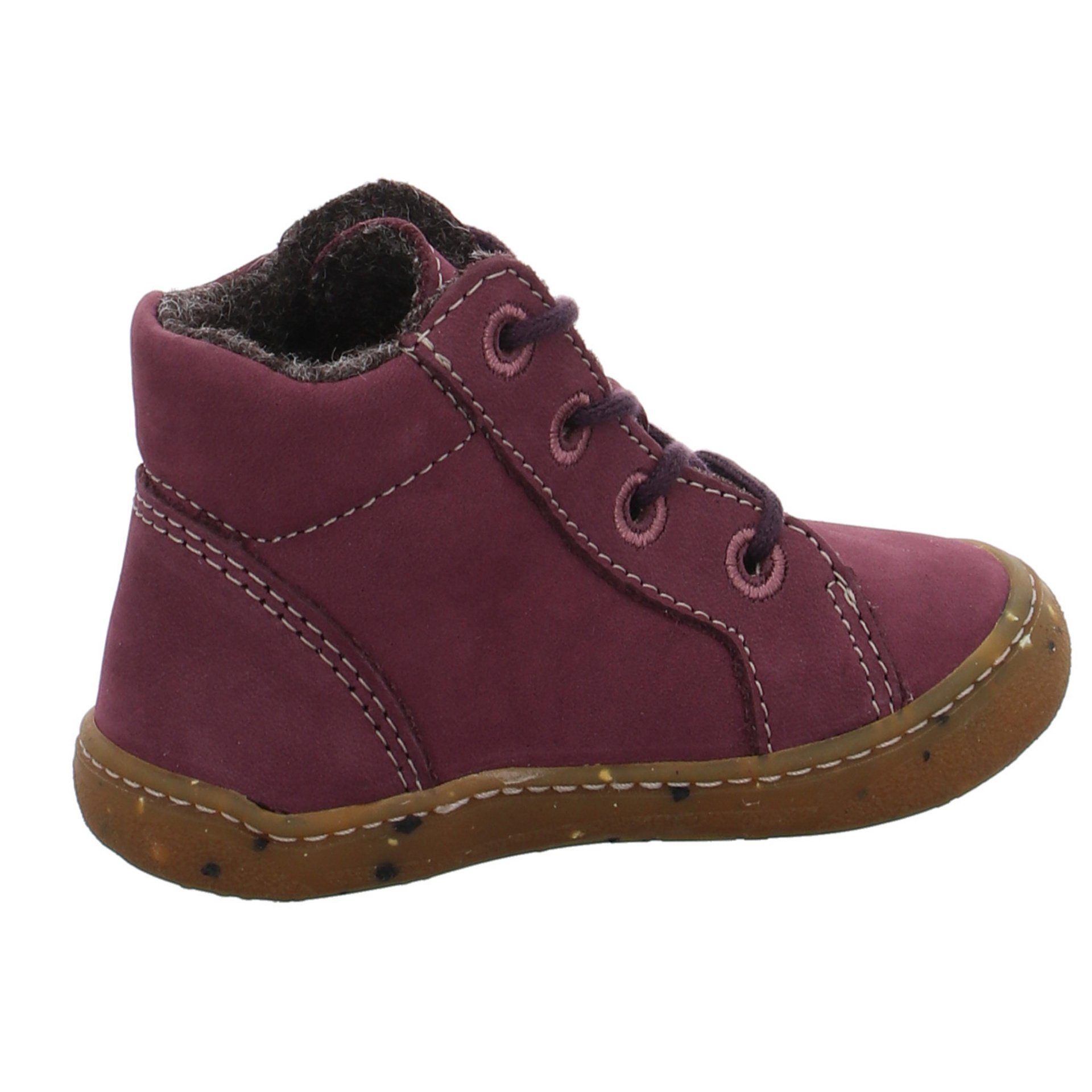 Ricosta Baby Lauflernschuhe Krabbelschuhe Caju rot+lila Schnürschuh dunkel Nubukleder Lauflernschuh