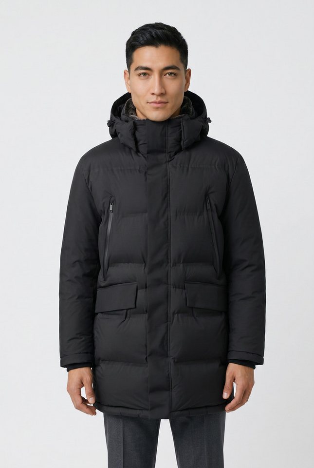 Strellson Parka Ambience Kurzmantel mit gefüttertem Stehkragen Regular Fit abnehmbare Details