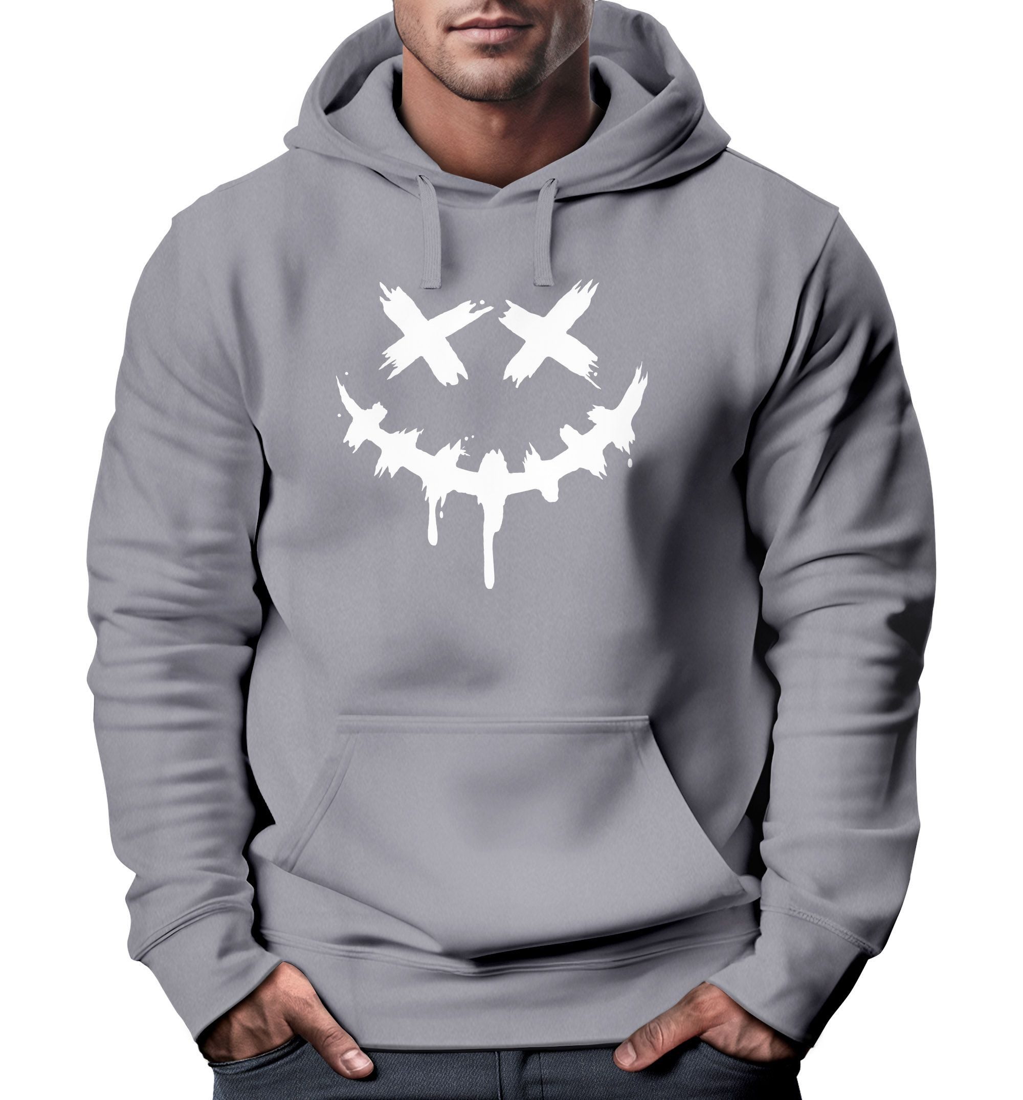 Neverless Hoodie Hoodie Herren Bedruckt Techwear Fashion Streetstyle Smilin günstig online kaufen