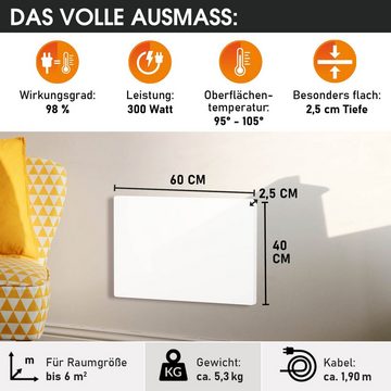 BRAST Infrarotheizung Hybrid; 300-1100 Watt; Hoher Wirkungsgrad; Ultraflache Bauweise, Überhitzungsschutz; Inkl. Wandhalterung