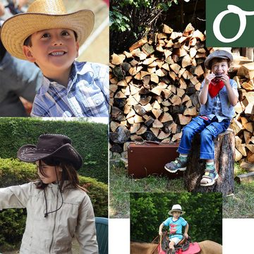 Outbacker Cowboyhut Kinder Cowboy Lederhut, Sonnenschutz für Kopf und Gesicht Australian Style Cowboy Hut
