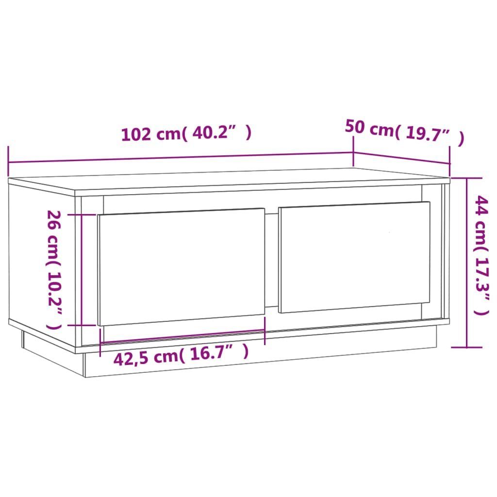 Grau Couchtisch Couchtisch Grau vidaXL Grau Sonoma cm (1-St) Sonoma 102x50x44 Sonoma Holzwerkstoff |