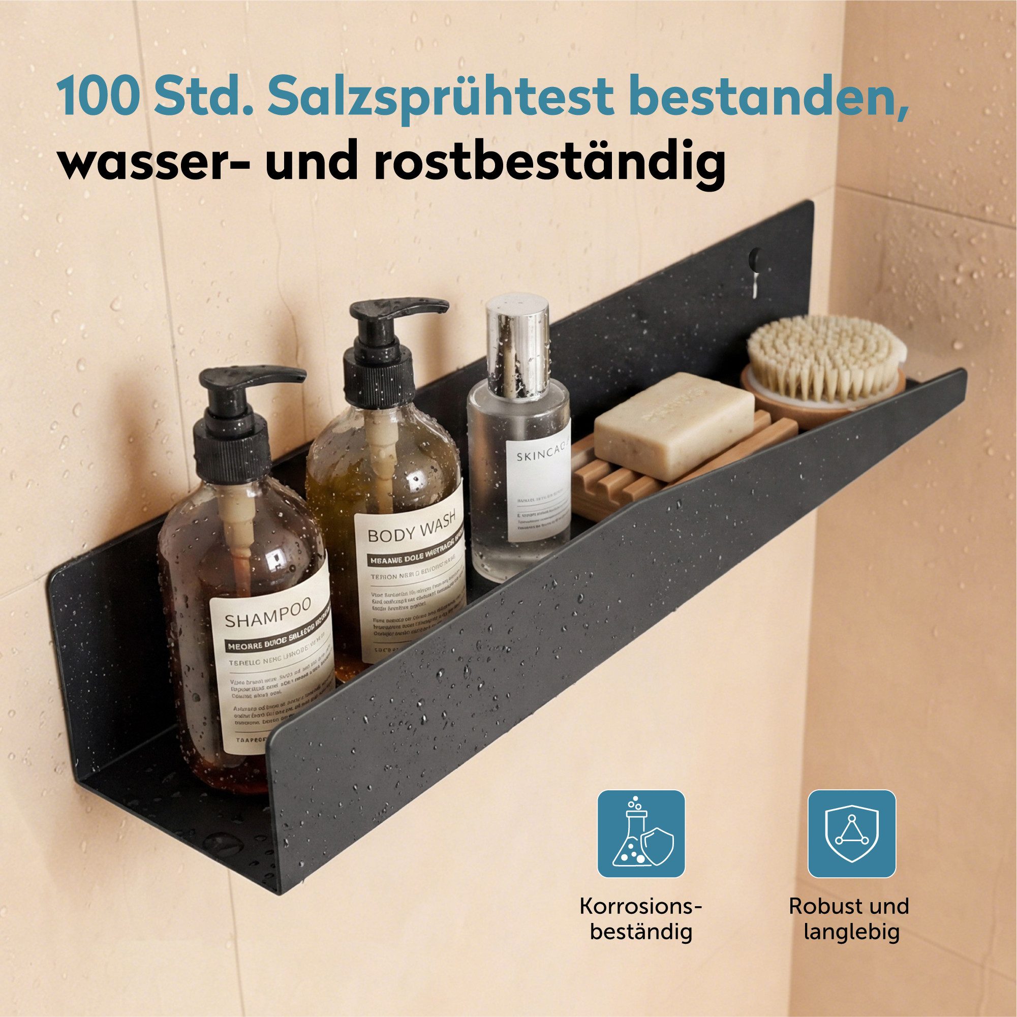doporro Duschablage Duschregal Wandablage Kleben oder Bohren mit großer Kapazität Reglo-15, offene Design, große Kapazität