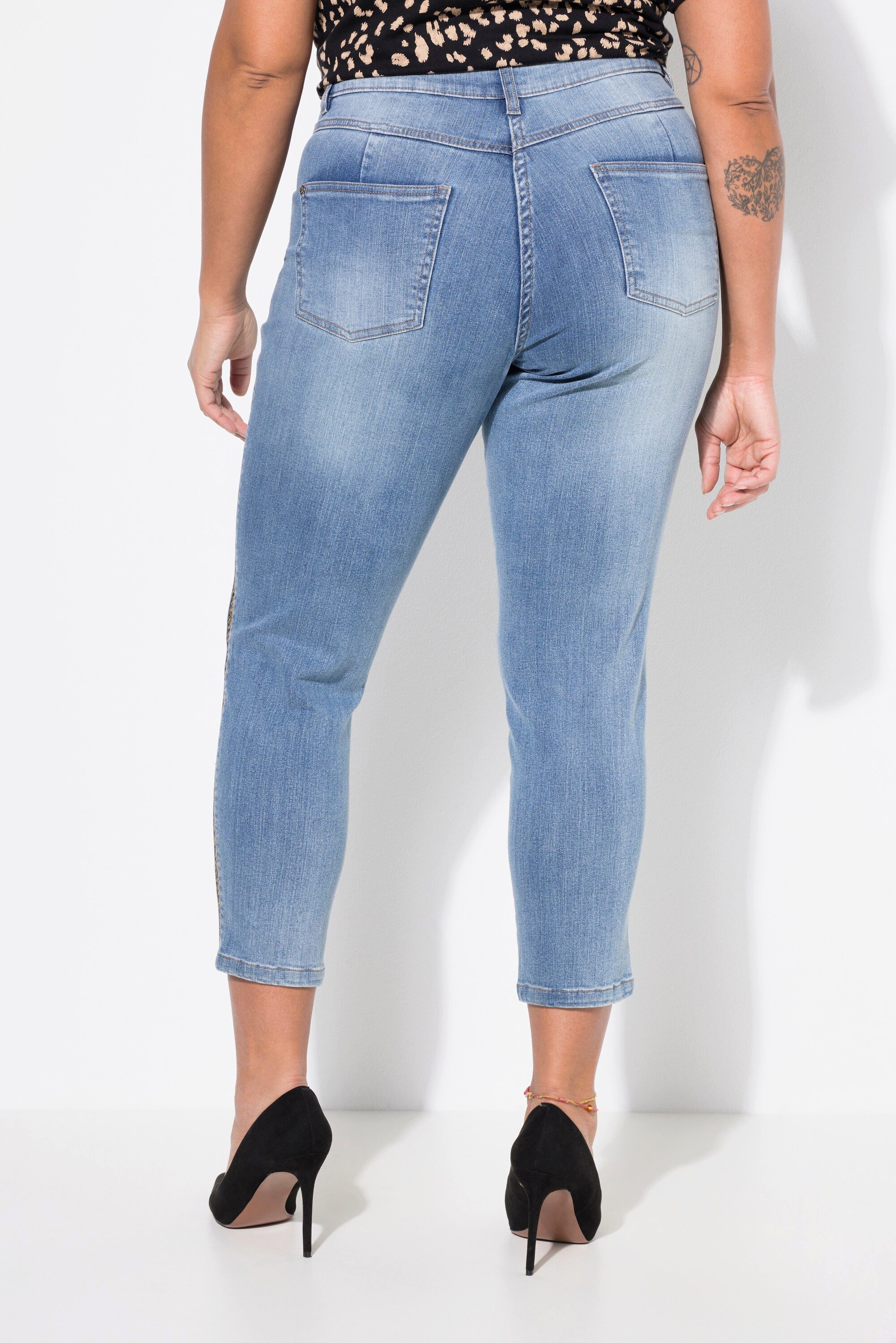 MIAMODA Regular-fit-Jeans Skinny-Jeans Slim Fit Leostreifen 5-Pocket