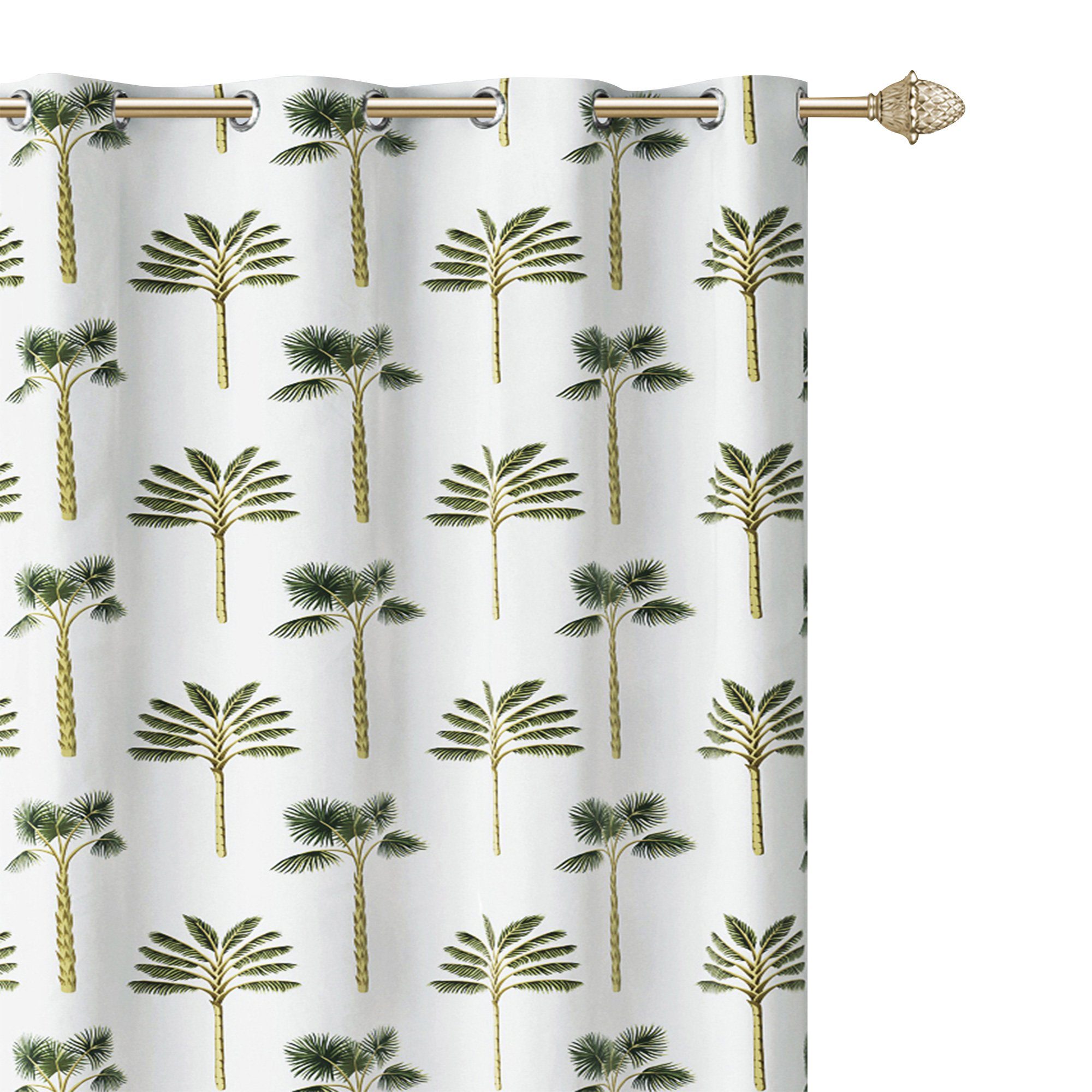 Vorhang Vorhang Palmendruck 140x250cm - Ösenschal - grün weiß, JEMIDI, (1 St )