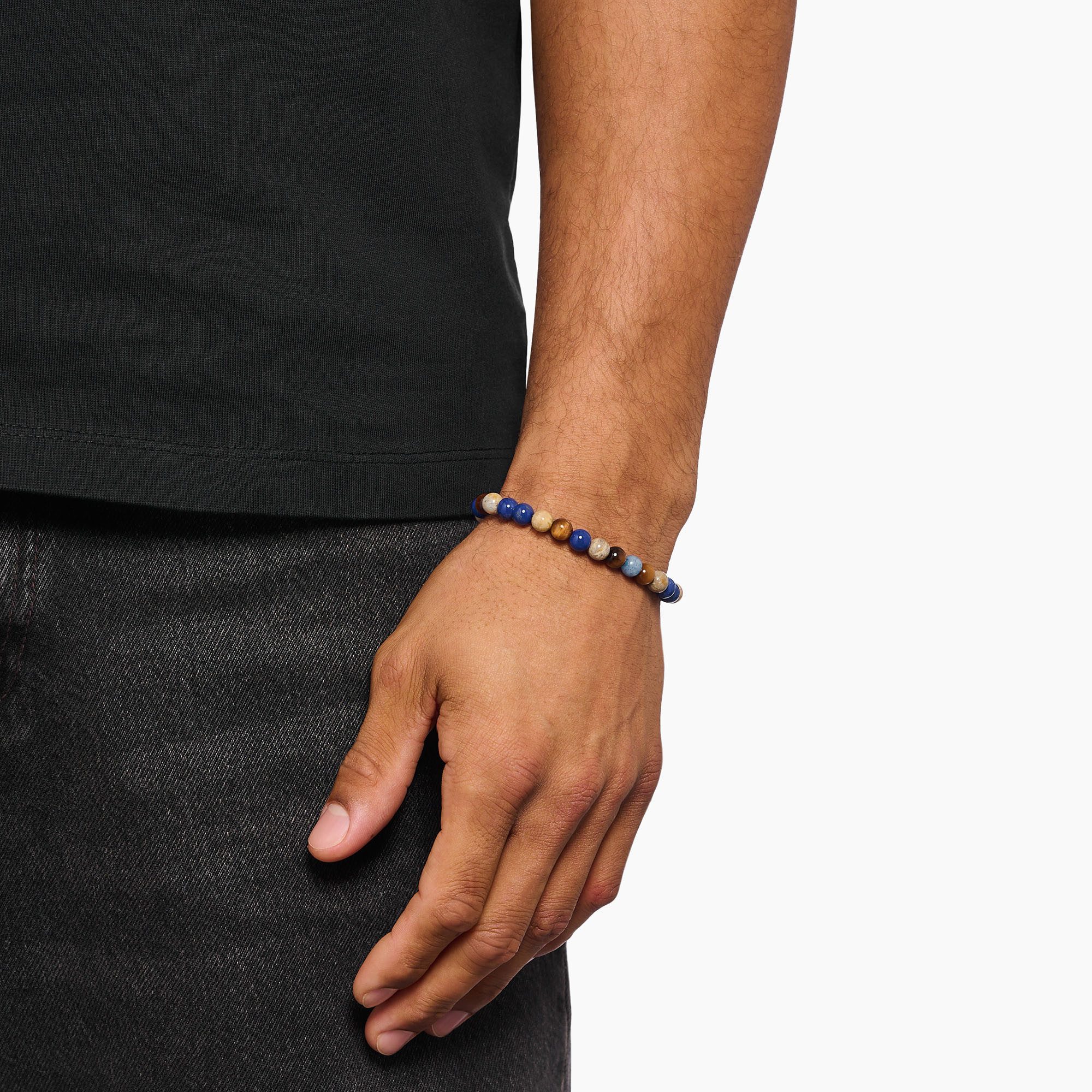 THOMAS SABO Armband Bead Armband, mit Dumortierit, Tigerauge, Lapislazuli-Imitat, Jaspis