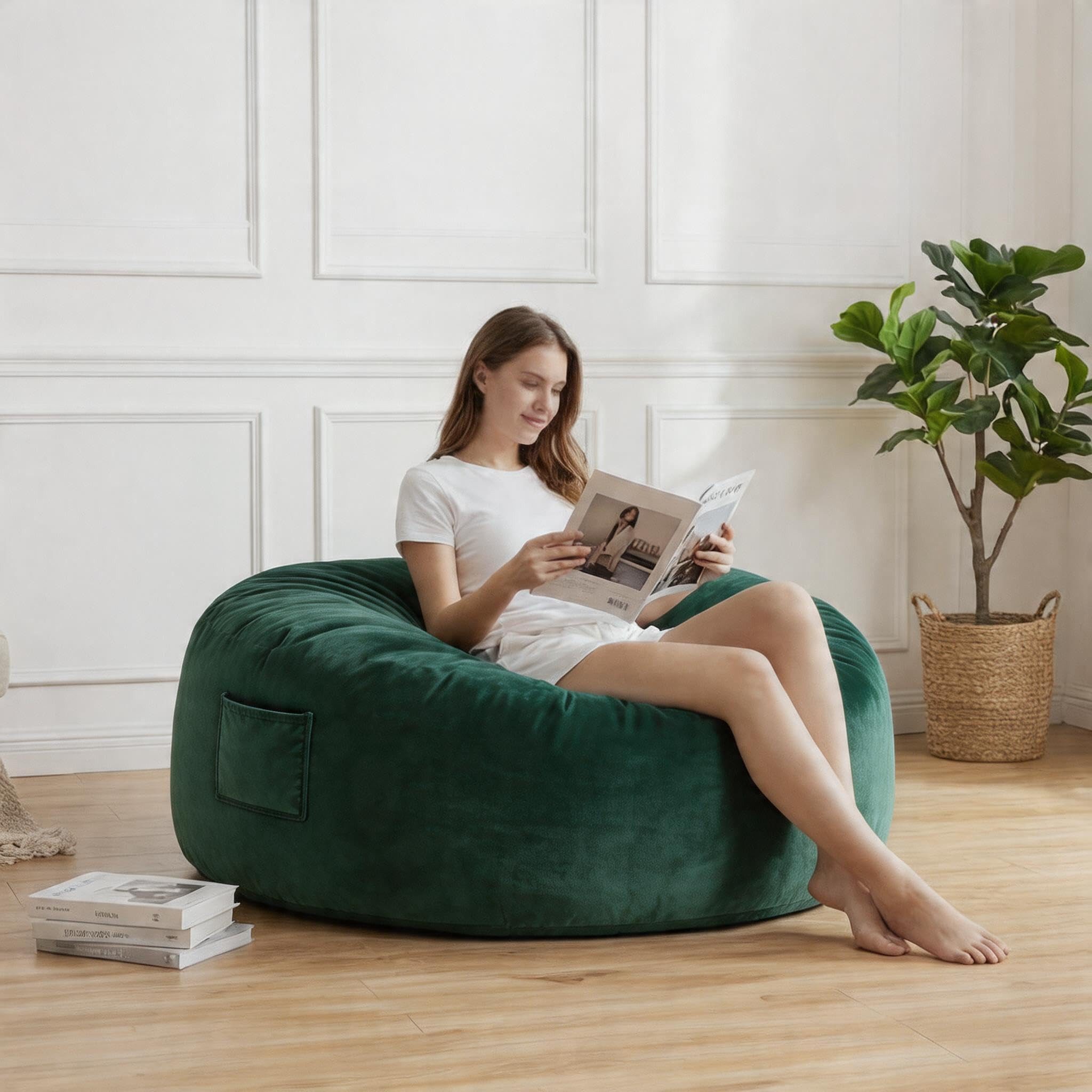 GarveeMore Sitzsack 4 in 1 wandelbarer Sitzsack Sessel Bett Flanell Faulsofa – Bild 4 von 5