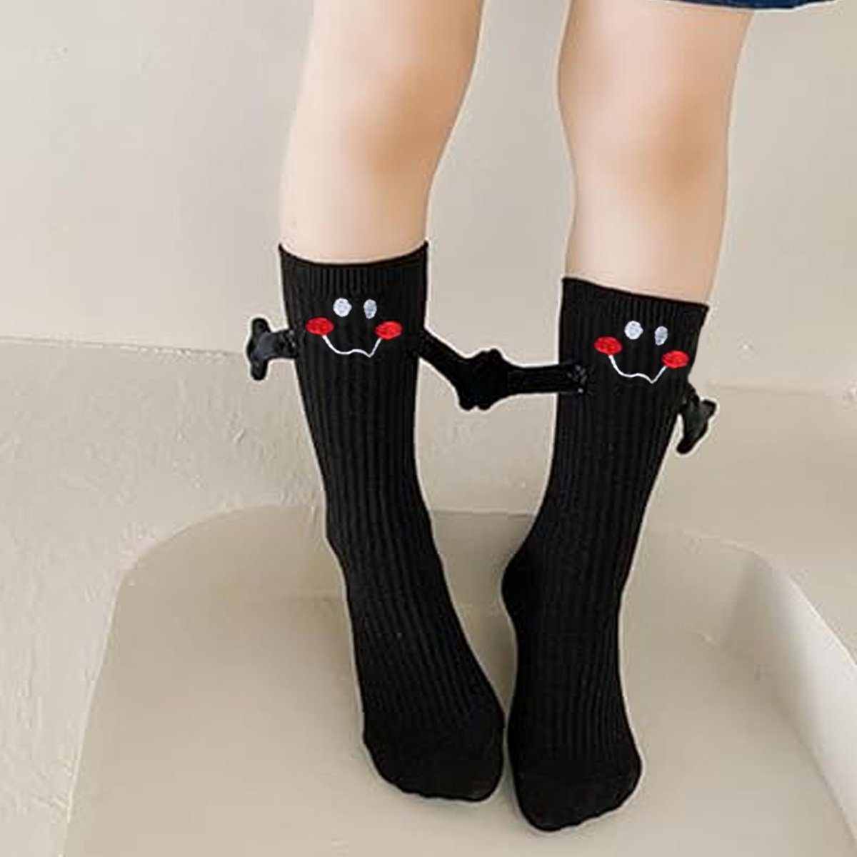 Freizeitsocken Socken halten Hand Schwarz1 in Hand Socken für Hand Kind,niedliche Magnetische Jormftte