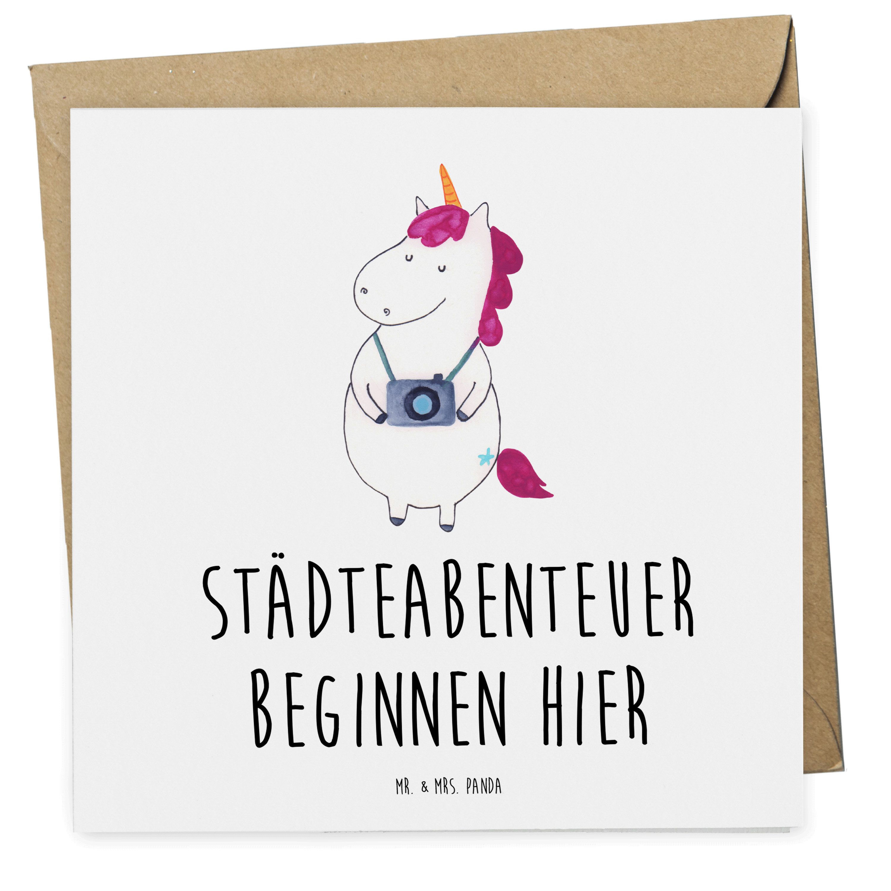 Grußkarte Städtereise Abenteuerbeginn - Weiß - Geschenk, Entdeckung, Geldgesche