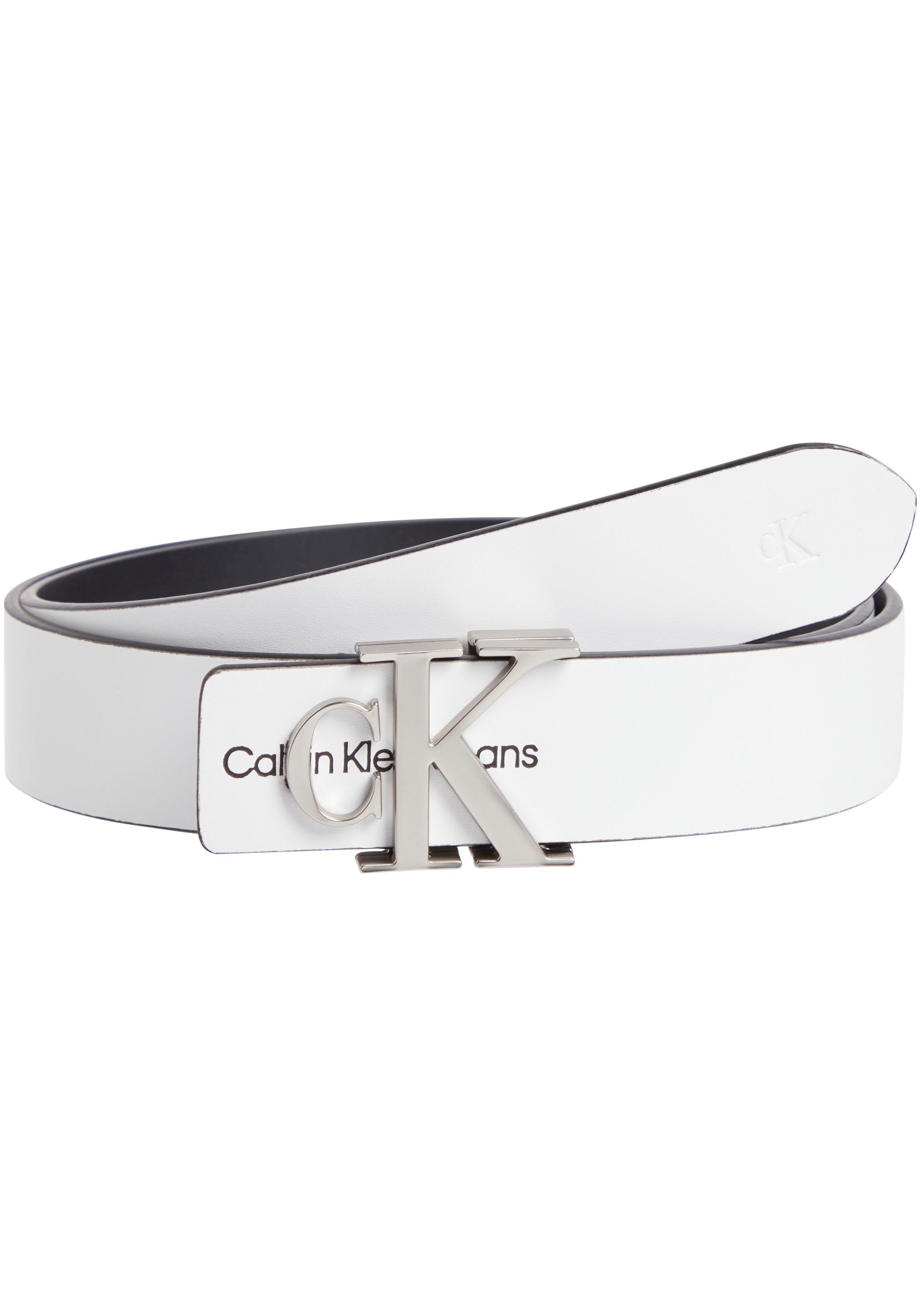 Calvin Klein Jeans Ledergürtel MONOGRAM HARDWARE 30MM Bright White