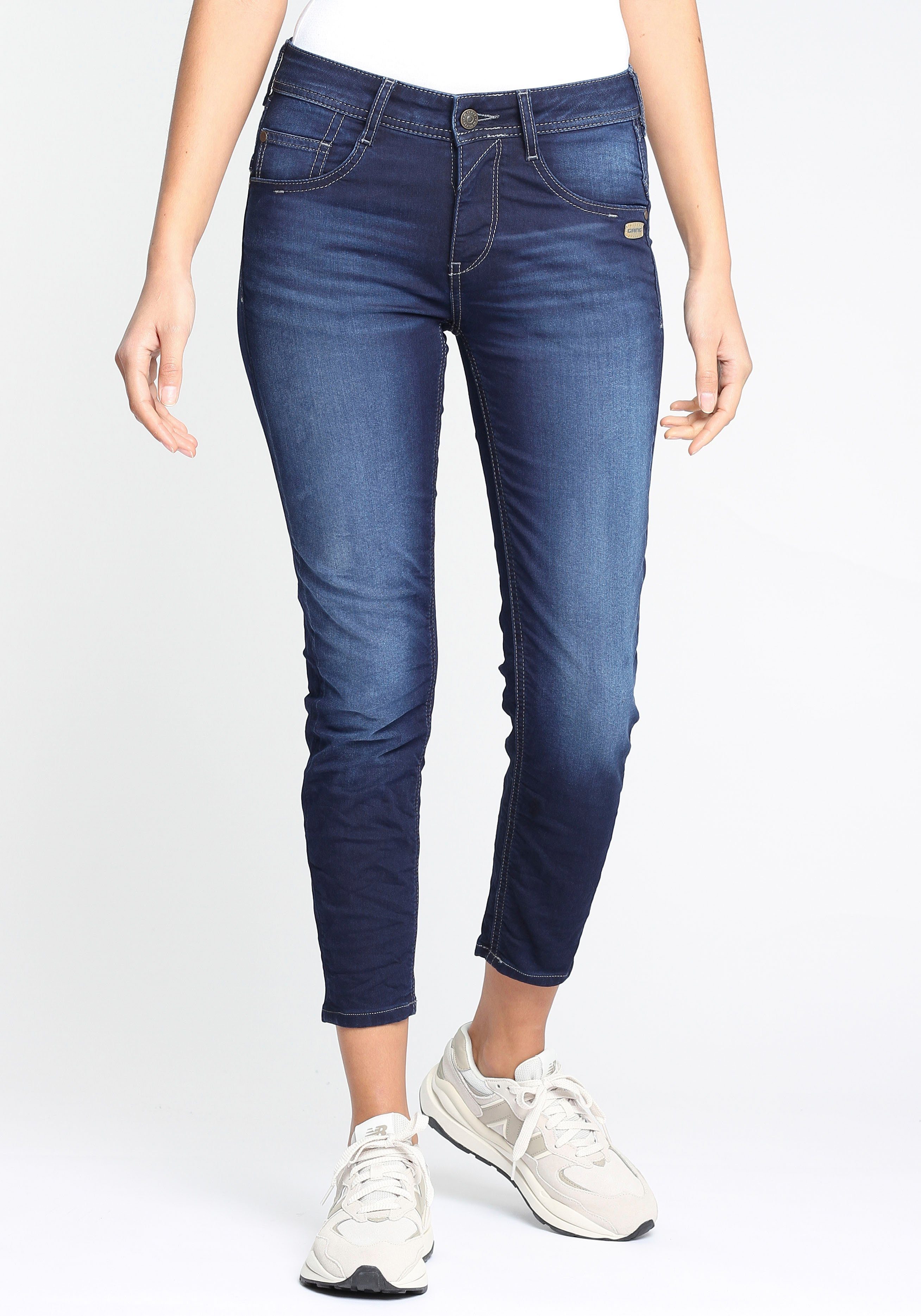 Relaxed Relax-fit-Jeans Nummer normalen CROPPED eine bestellen, sonst hohen Für Stretch GANG Tragekomfort, Fit 94AMELIE mit kleiner Fit für