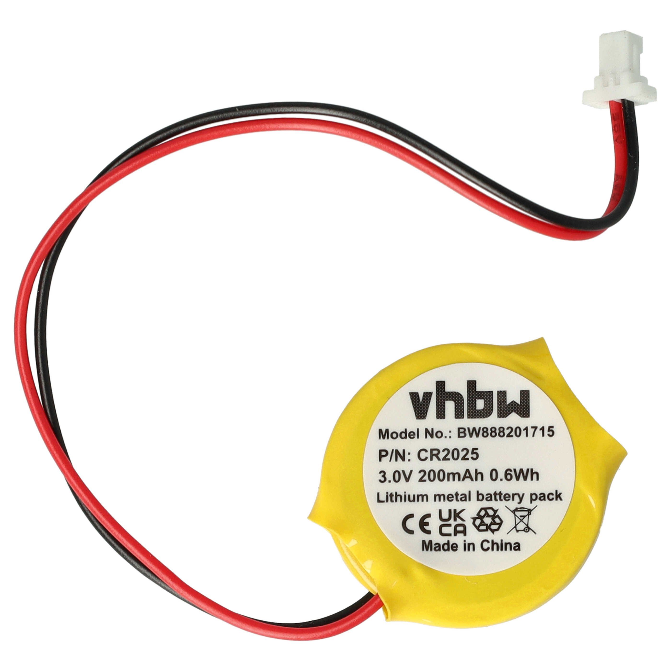vhbw Batterie Ersatz für CR2025, 02K6502, 02K6489, 02K6486 für Notebook Akku Batterie Li-Mn 200 mAh (3 V, 1 St), Leistungsfähige Ersatz-Batterie für PC, Laptop, Barcodescanner, Nicht