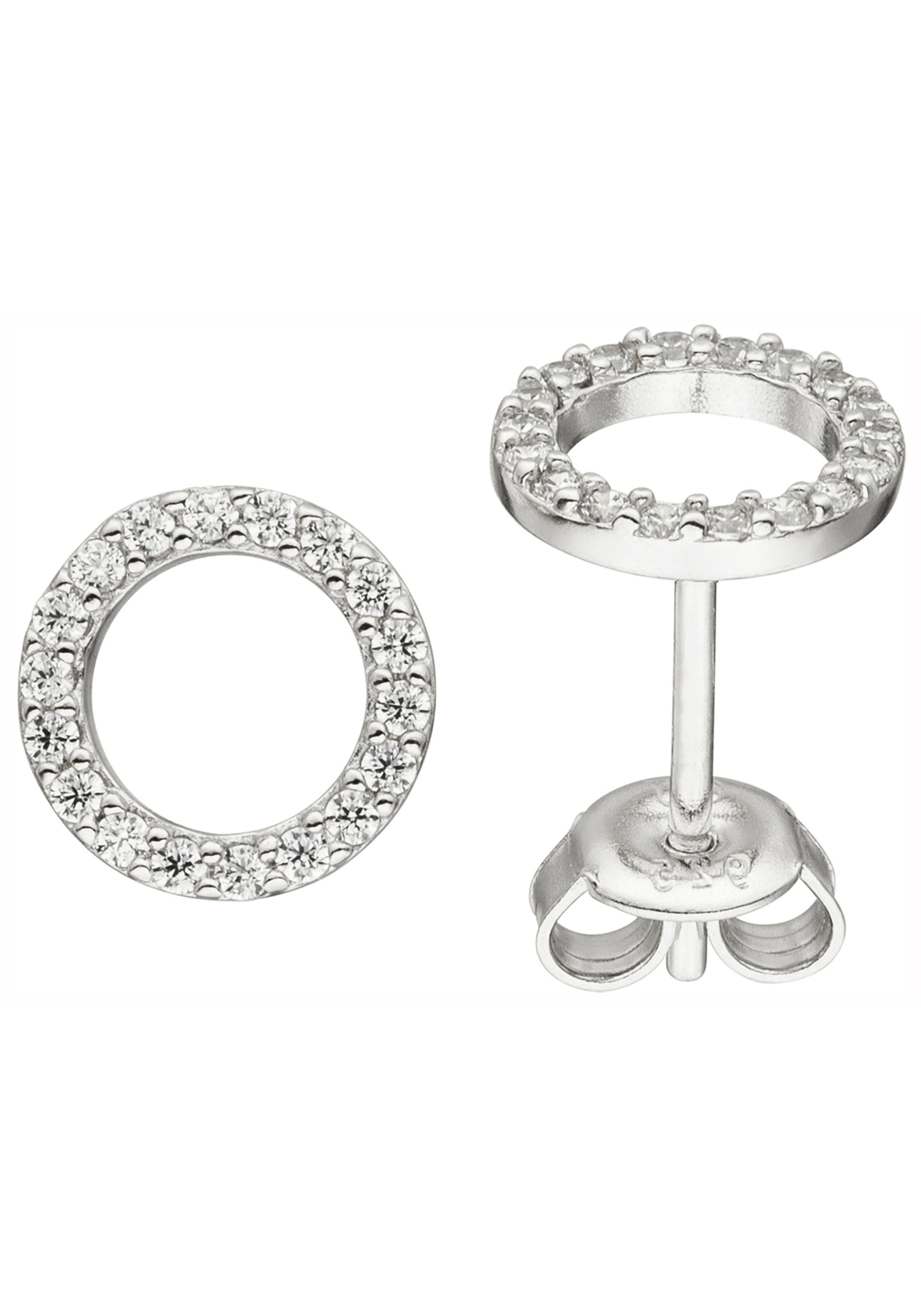 JOBO Paar Ohrstecker, 925 Silber mit 36 Zirkonia 7,7 mm günstig online kaufen