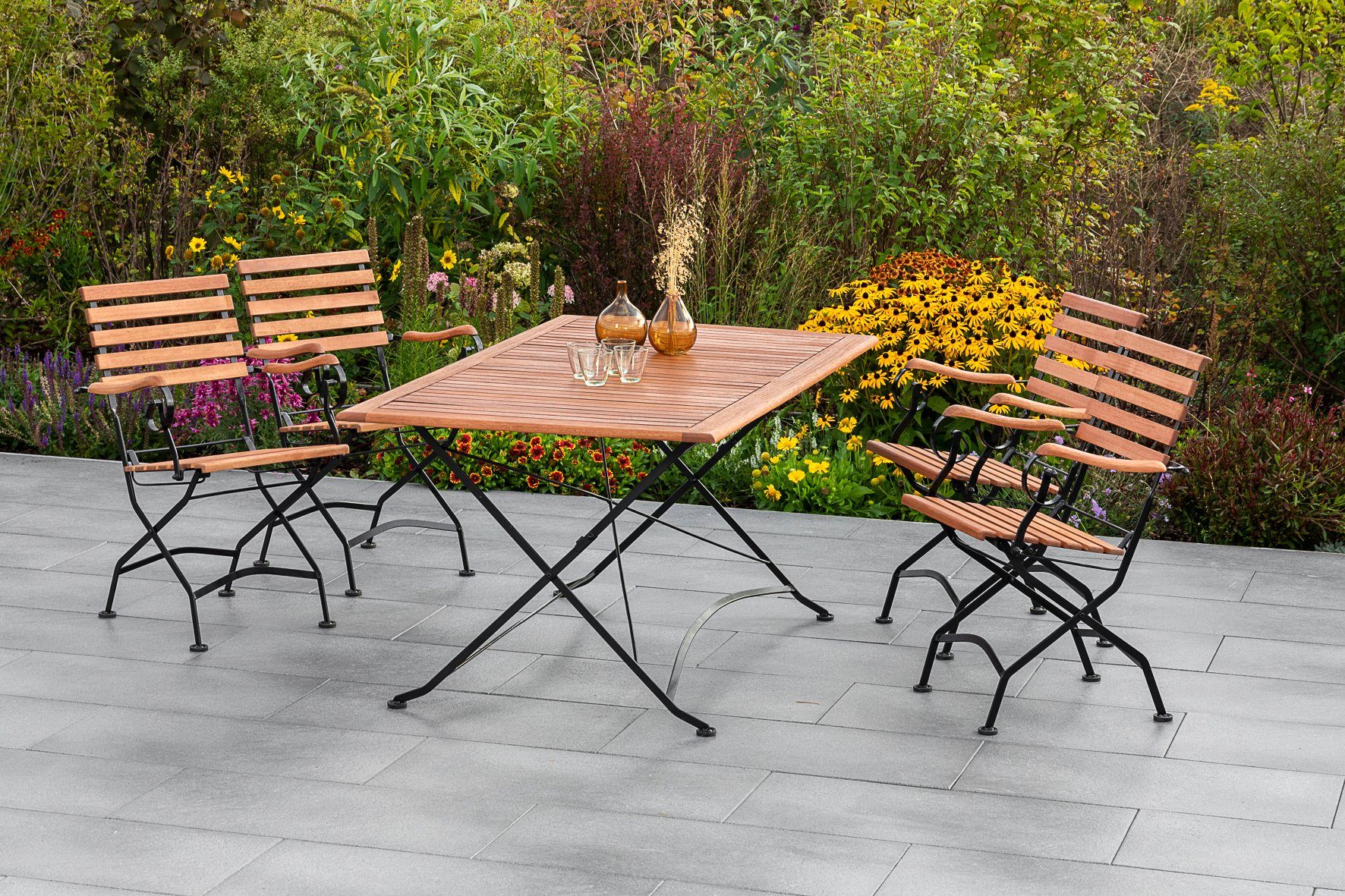 MERXX Garten-Essgruppe Schloßgarten, (5-tlg), 4 Klappsessel günstig online kaufen