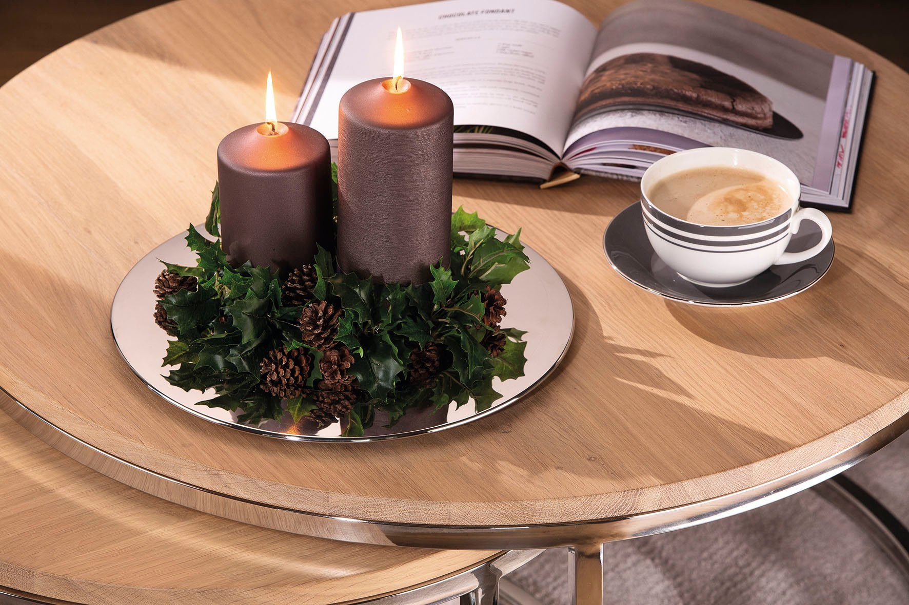 Dekoteller Auch für Fink Weihnachten, Edelstahl, geeignet aus ca. CAMPO, Kerzendekorationen Platzteller Durchmesser cm, Kerzenteller, 1-tlg., 33 ideal für