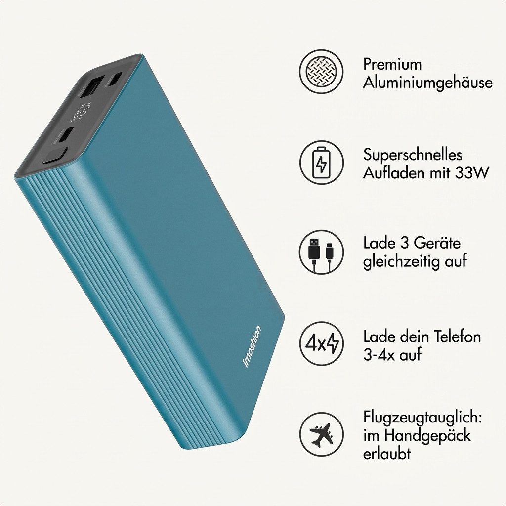imoshion imoshion Ultra Series Aluminium Powerbank 20.000 mAh - Schnellladen bi Powerbank (1 St)