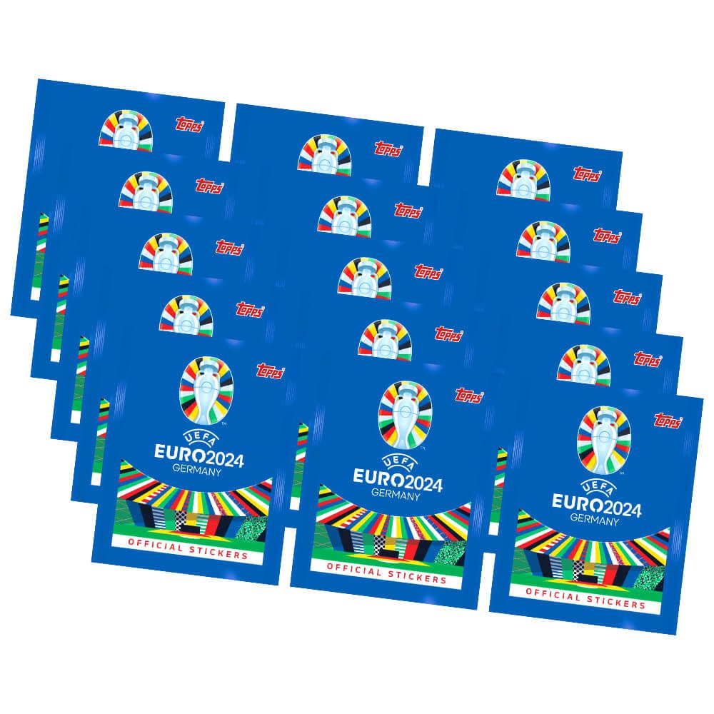 Topps Sticker Topps UEFA EURO 2024 Sticker - Fußball EM Sammelsticker - 15 Tüten, (Set), UEFA EURO 2024 Sticker - 15 Tüten
