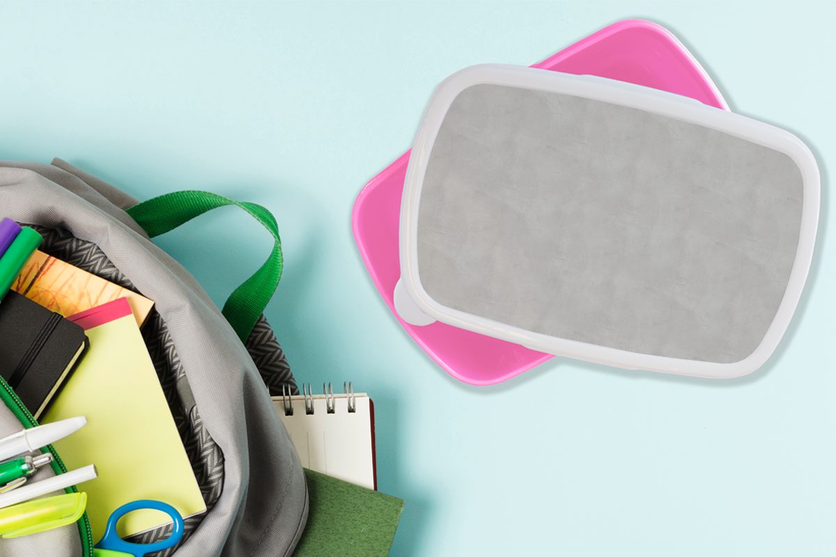 MuchoWow Lunchbox - Beton, Mädchen, Muster Kunststoff, rosa (2-tlg), Snackbox, Kinder, für Erwachsene, - Kunststoff Brotbox Brotdose Stein