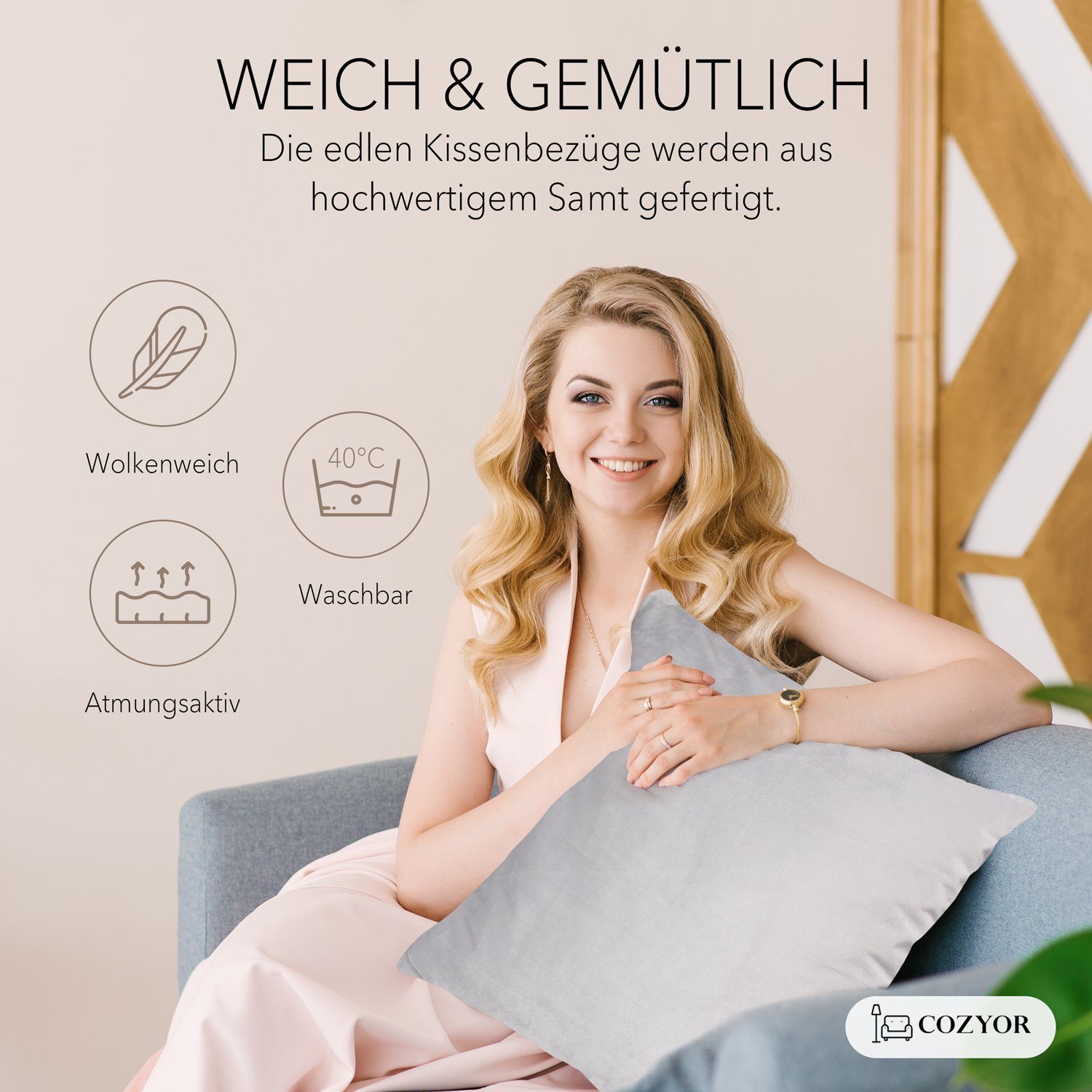 Cozyor Kissenbezug Samt Kissenhülle in diversen Größen & Farben, Sofakissen günstig online kaufen
