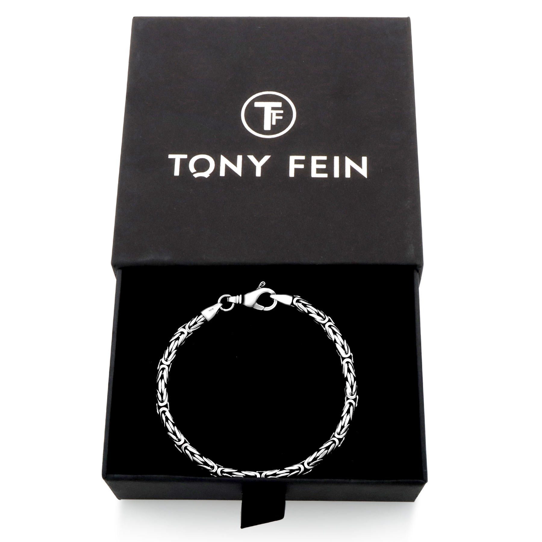 Tony Fein Königsarmband Königsarmband Rund 4,5mm Damen Made Silber und 925 Italy für Herren in Karabinerverschluss Oxidiert