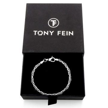 Tony Fein Königsarmband Königsarmband Rund 4,5mm Karabinerverschluss 925 Silber Oxidiert, Made in Italy für Damen und Herren
