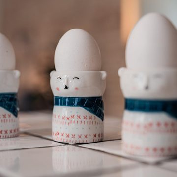 Flanacom Eierbecher Set aus Porzellan lustige Eierbecher Teddy, (2-tlg), Porzellan Geschenk zum Einzug