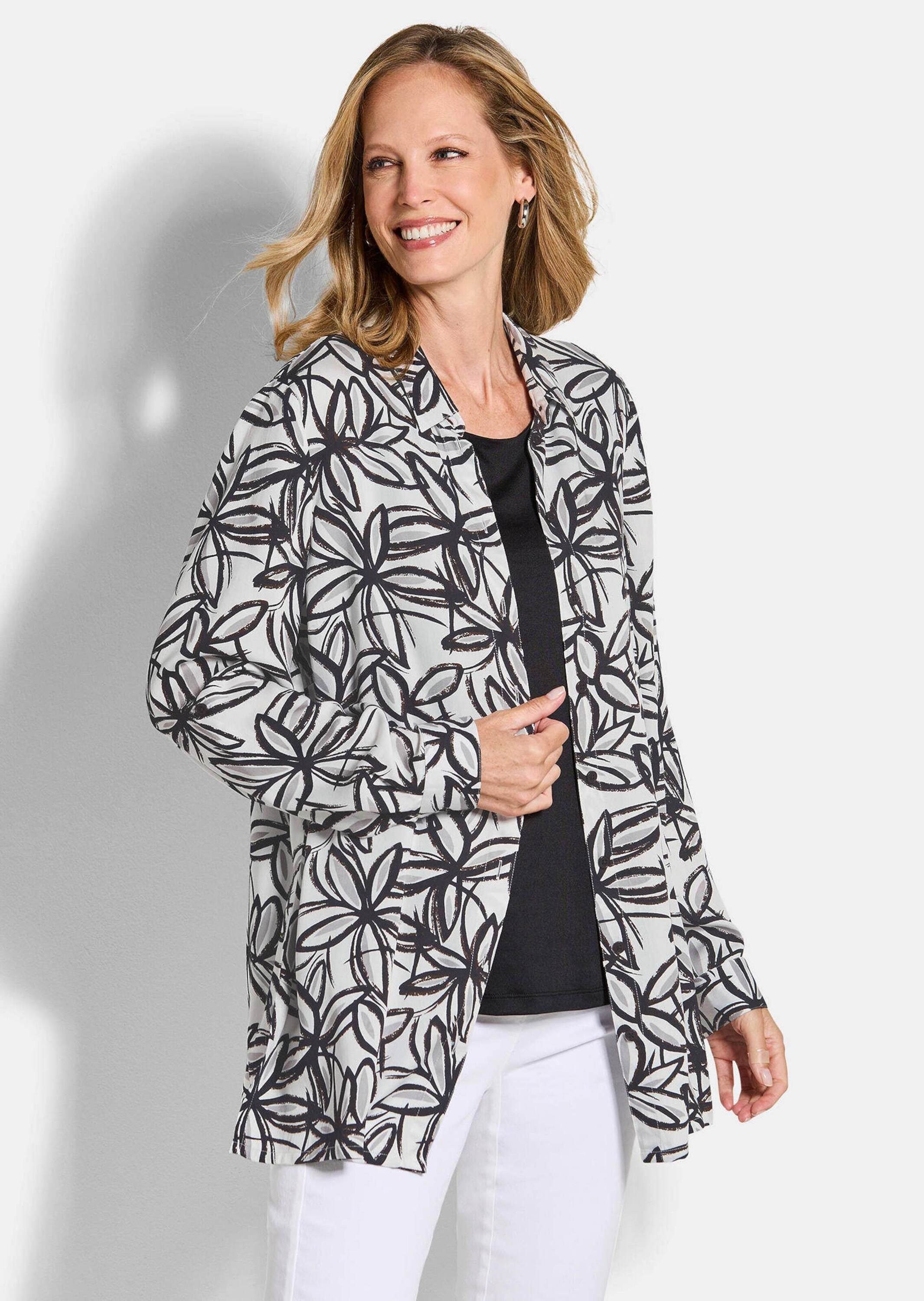 GOLDNER Hemdbluse Hemdbluse mit Blumenprint Viskosebluse mit Hemdkragen, Kn günstig online kaufen