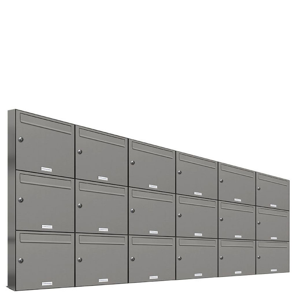18er Wand AL Briefkasten Wandbriefkasten 9007 6x3 Aluminiumgrau RAL für Außen Premium Briefkastensysteme