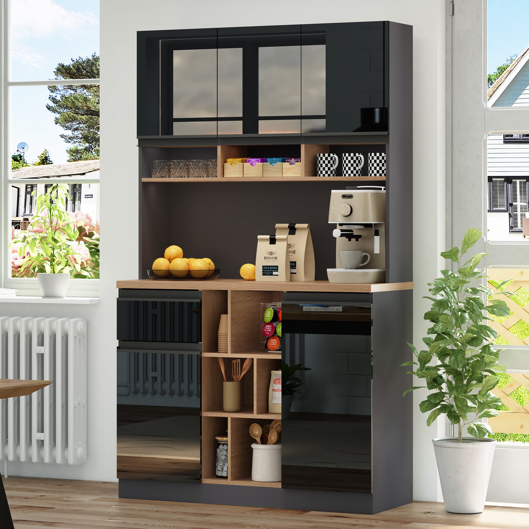 Odikalo Küchenbuffet Küchenschrank Anrichte Hochschrank Sideboard günstig online kaufen