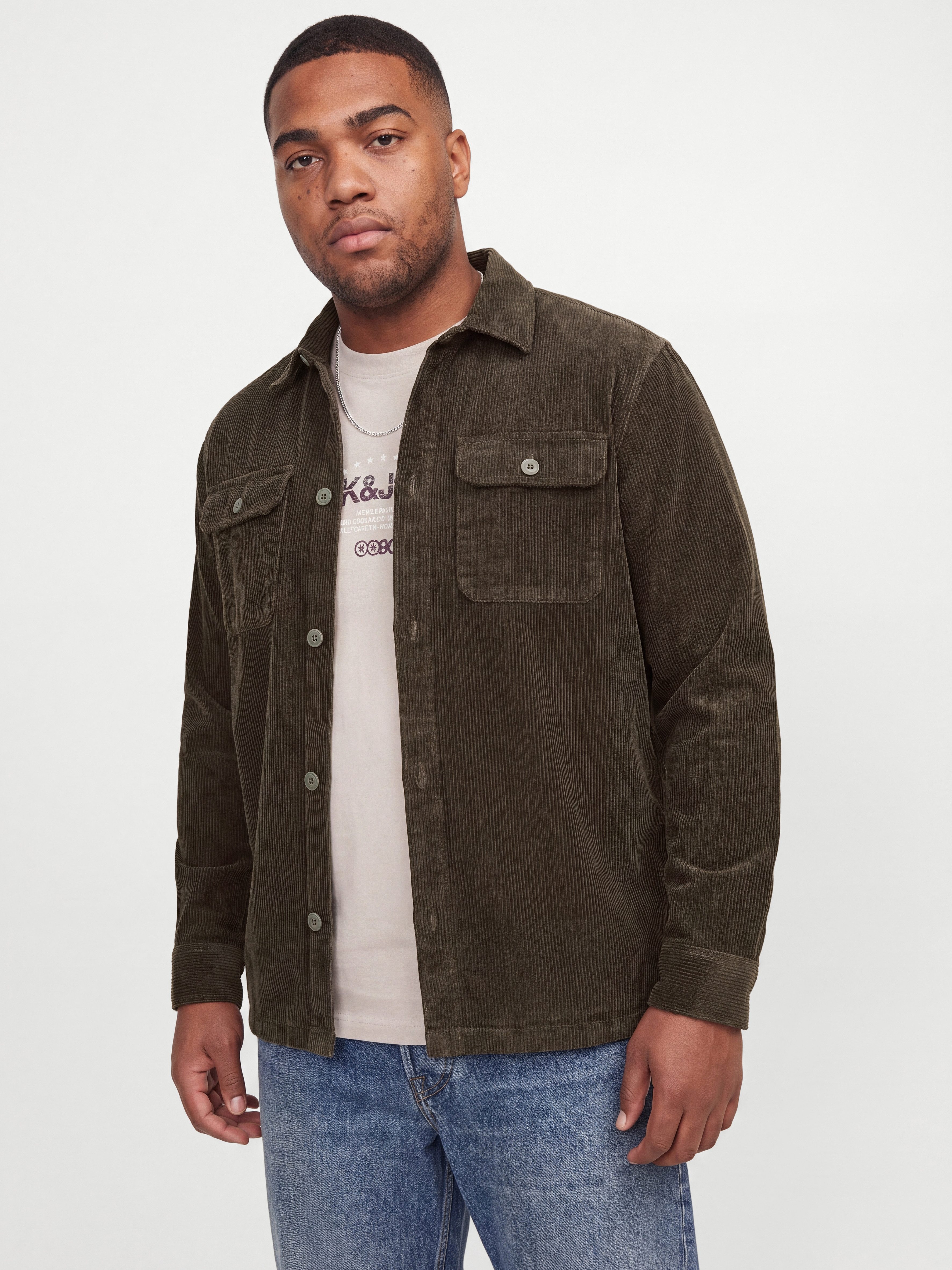 Jack & Jones PlusSize Langarmhemd JJEREGENT CORD OVERSHIRT LS SN PLS Baumwolle, regular fit – Bild 2 von 5