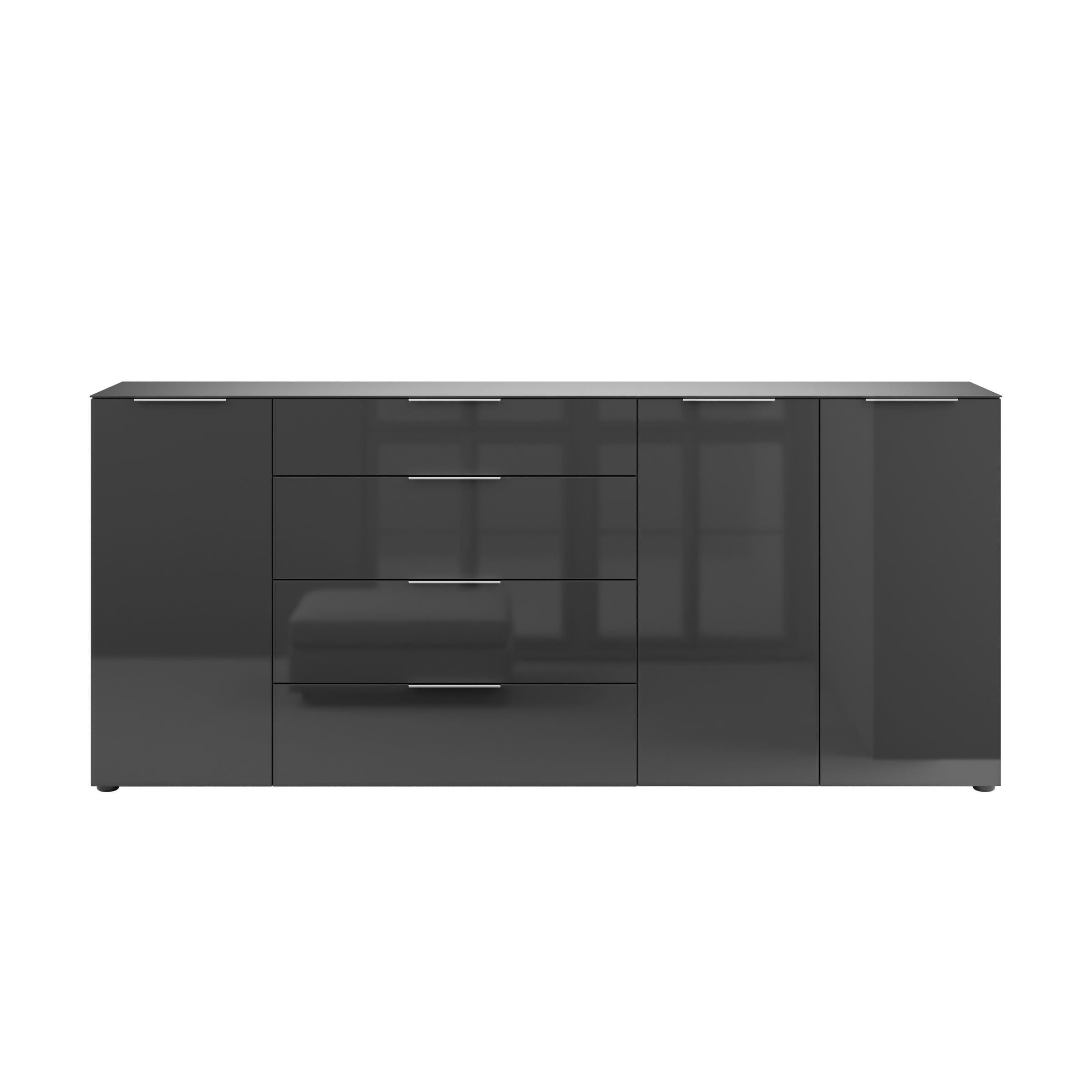 freiraum Sideboard style, in anthrazit matt - Anthrazitglas - 225x98,7x40cm (BxHxT)