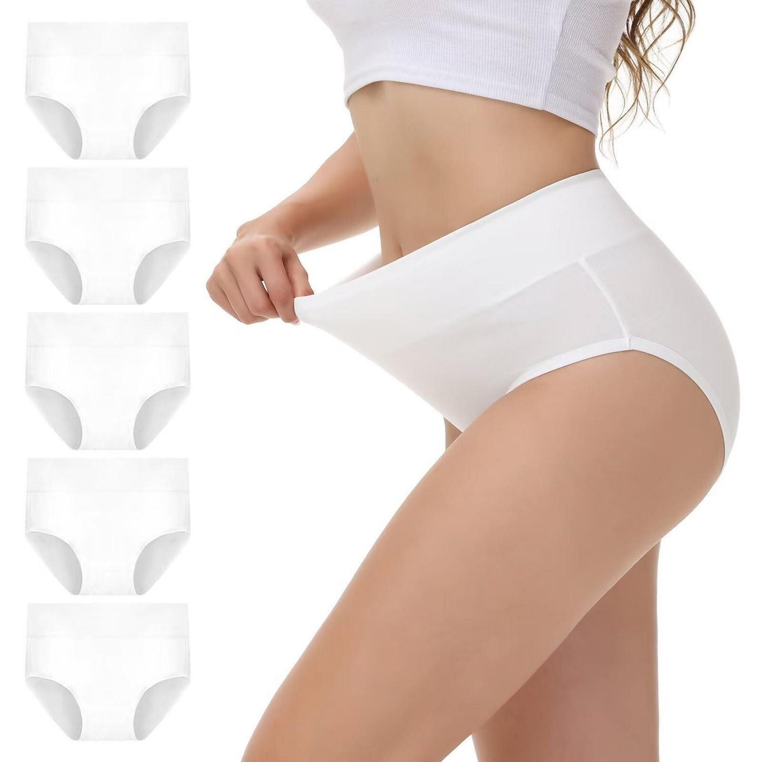 LuxusKollektion Taillenslip Damen Unterhosen 5er Pack Hohe Taille Baumwolle Atmungsaktiv