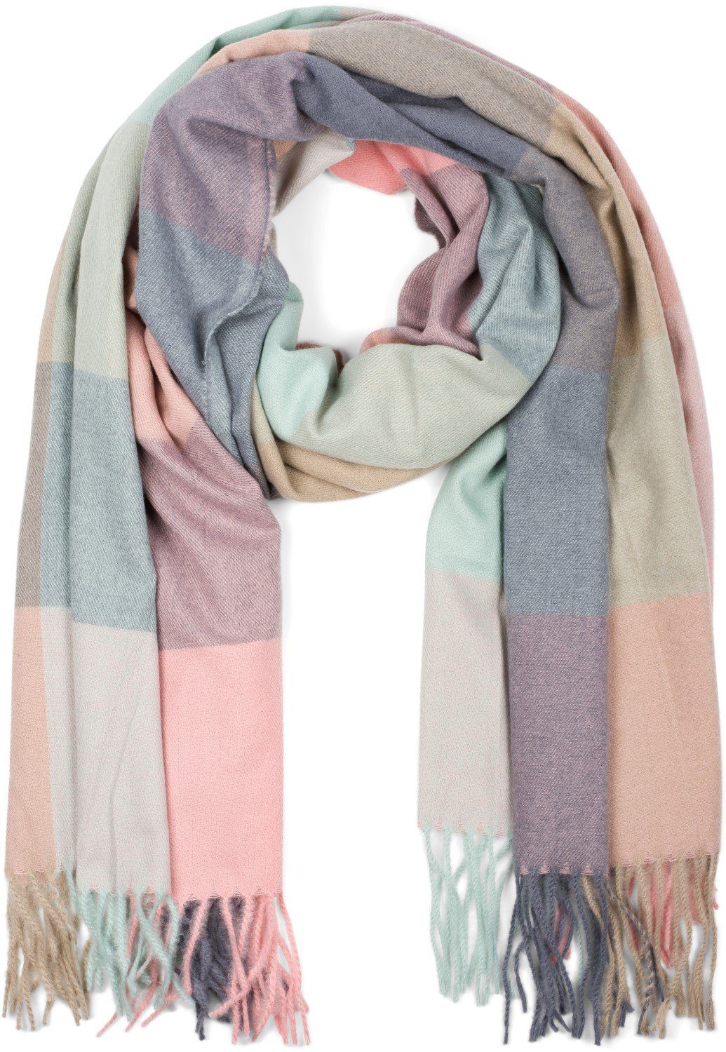 styleBREAKER Modeschal Weicher karierter Schal mit Fransen, (1-St) günstig online kaufen