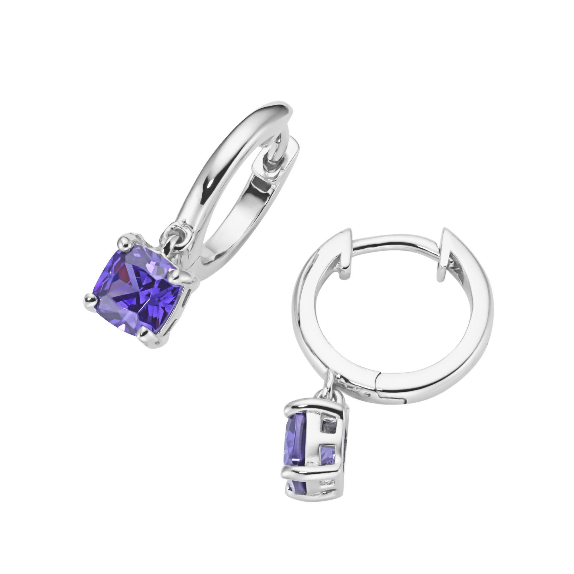 Smart Jewel Paar Creolen mit farbigen Ziersteinen, Silber 925