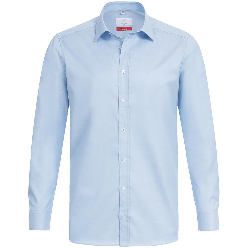 GREIFF Langarmhemd Greiff Modern with 37.5® Herren Langarm Kent Regular Hellblau