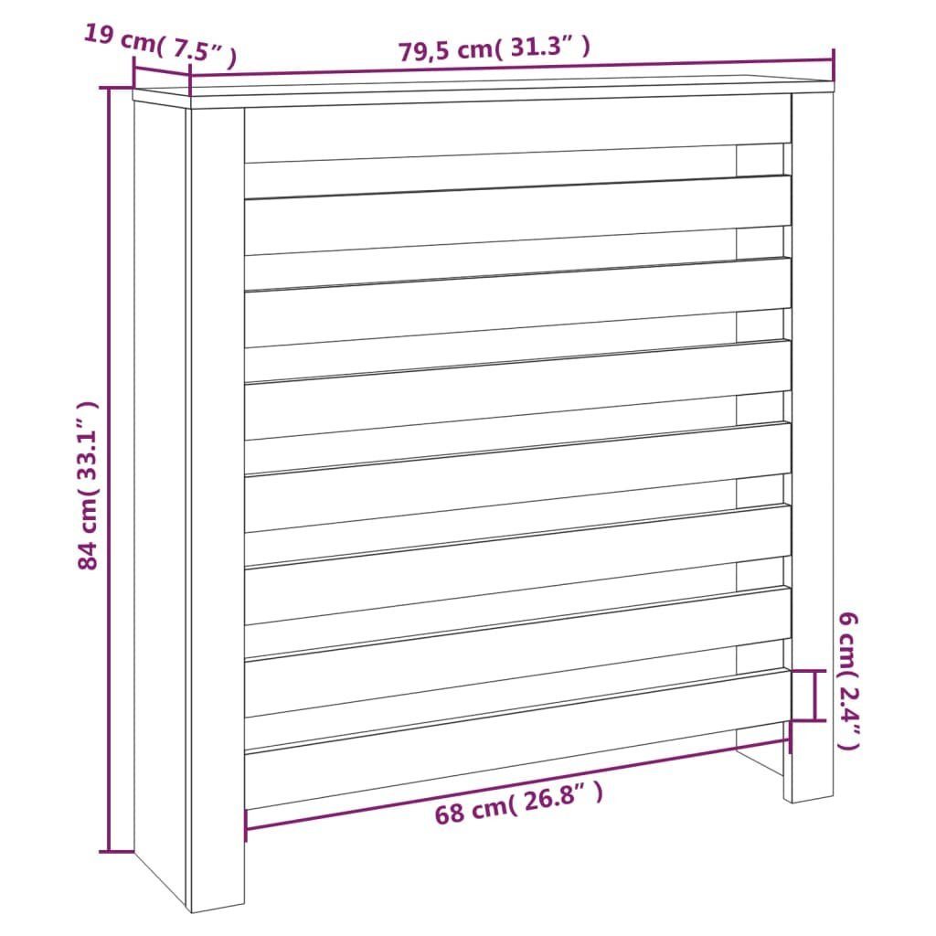 Grau Heizkörperverkleidung Massivholz Kiefer Heizkörper-Wäschetrockner cm vidaXL 79,5x19x84