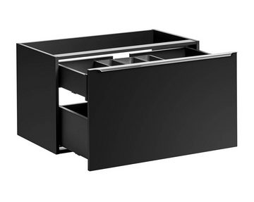 einfachgutemoebel Waschtisch-Set Badezimmer NOIRETTE 160cm Set 3-tlg, mit Aufsatzbecken, schwarz matt, (Badmöbel Set, 1-St., Waschtisch Set 3-teilig)