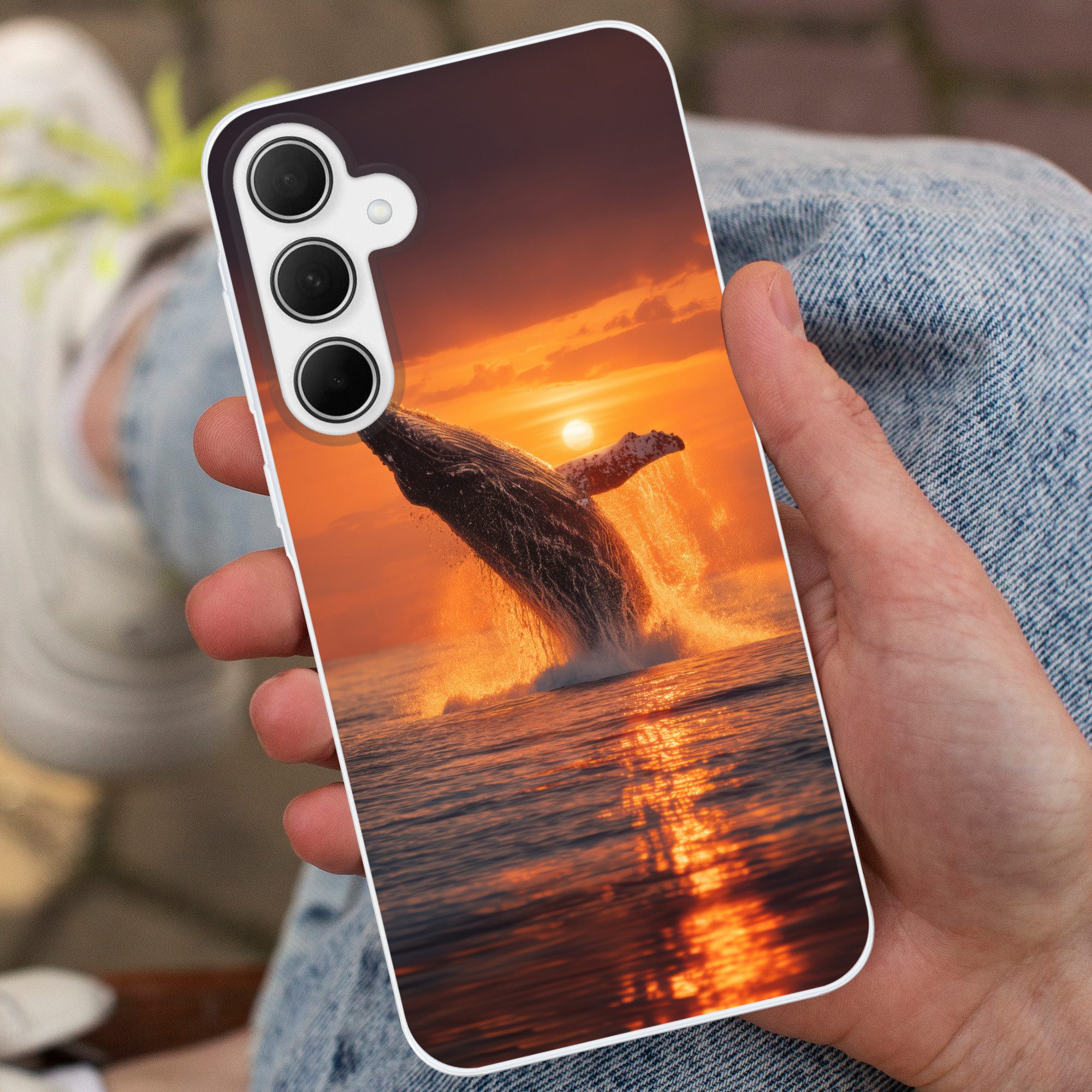 MuchoWow Handyhülle für Samsung Galaxy A35 5G Wal - Sonne - Meer, Smartphone-Bumper, Print, Handy Schutzhülle Dünn