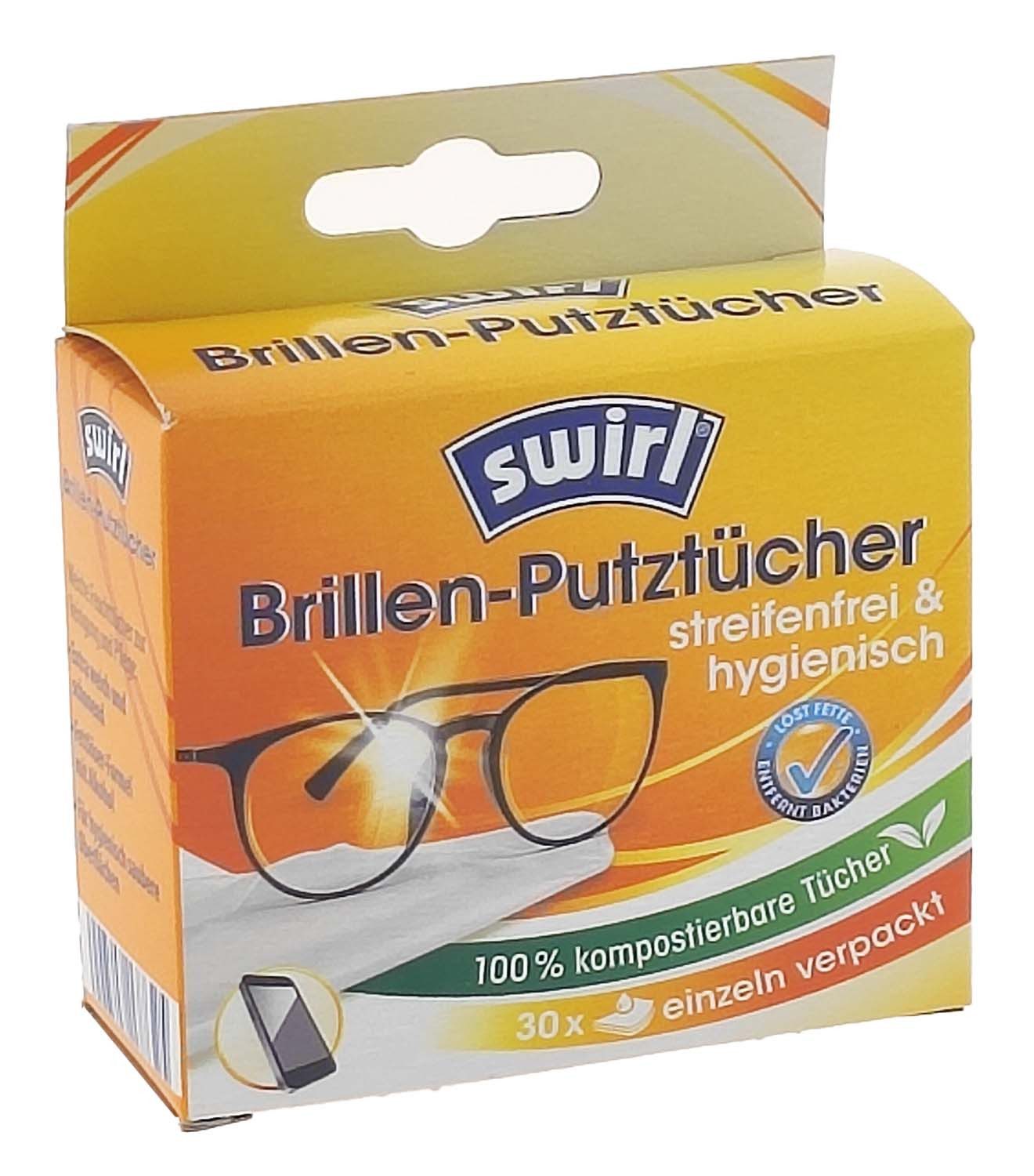 Swirl Swirl Brillen-Putztücher Reinigungstücher (Vliesstoff, 0x0 cm, Stück, 30-tlg., Brillenputztücher, Swirl Brillen-Putztücher Brillenputztücher feuchte Brillenputztuch)