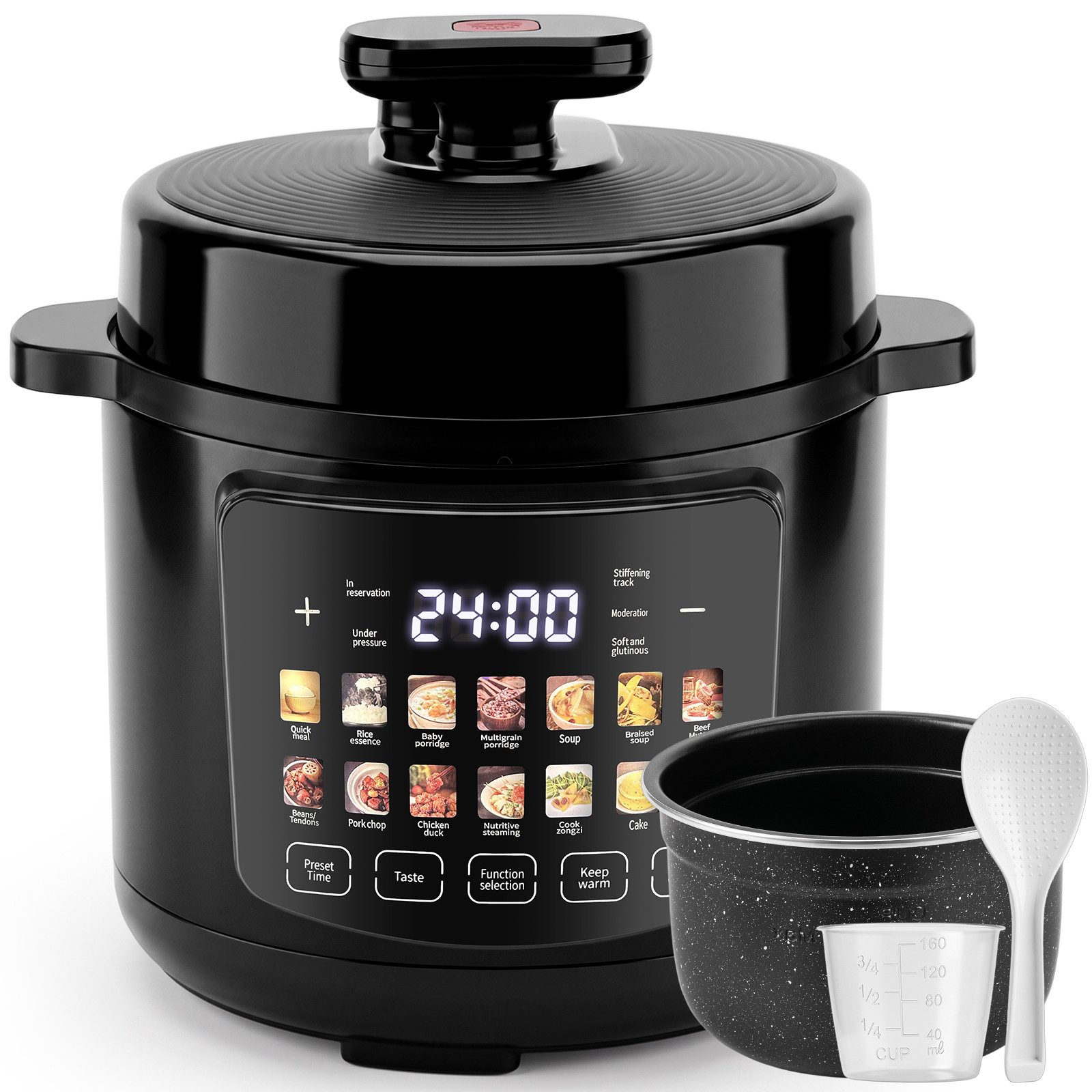HS Onsing Multikocher Slow Cooker, 14-in-1 Reiskocher, Edelstahl, Pressure Cooker, 1600 W, 6 l Schüssel, Separate Dampftaste, 8 …