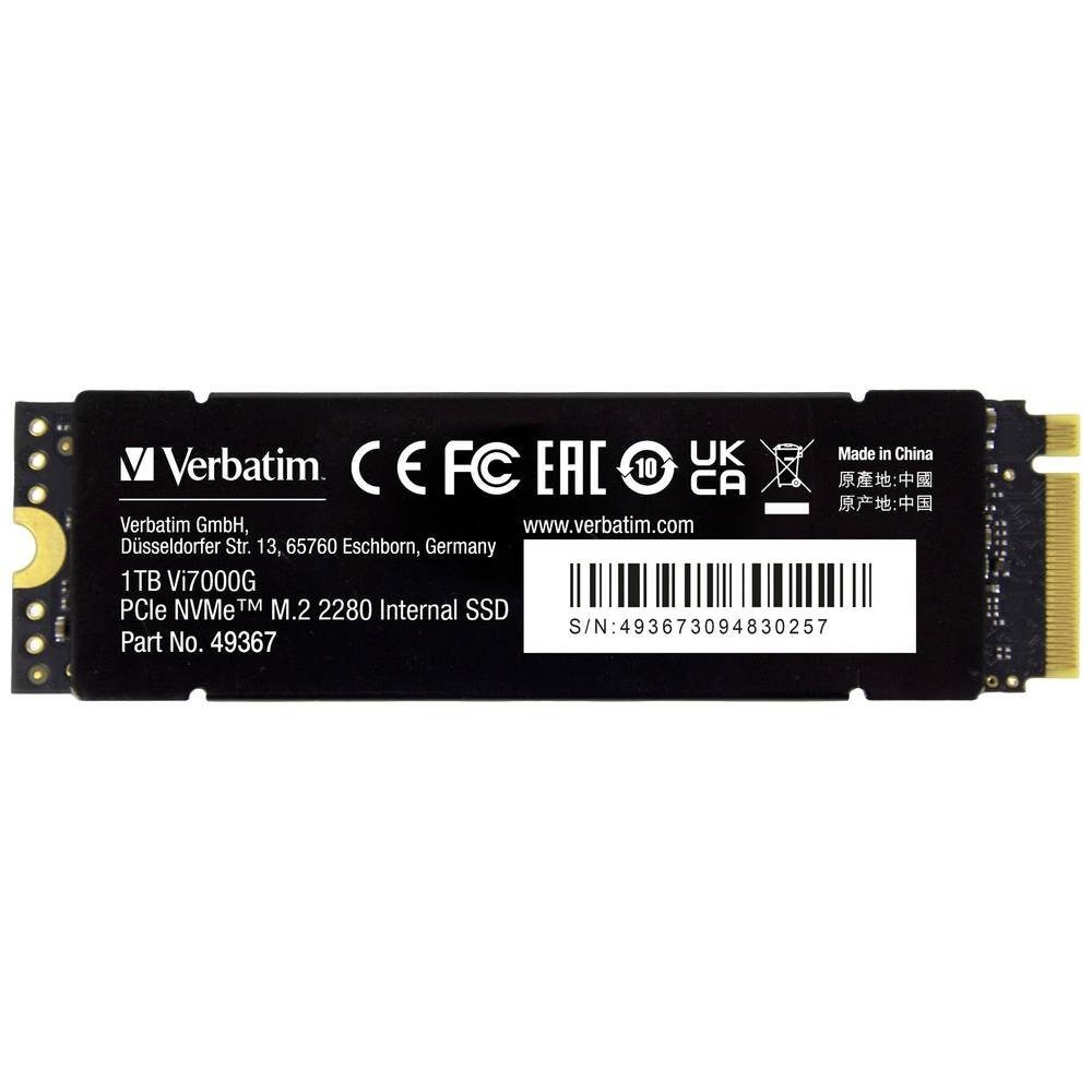 Verbatim G PCIe NVMe™ M.2 SSD 1 TB 49367 SSHD-Hybrid-Festplatte, NVMe (NVM Express), geeignet für PlayStation 5™