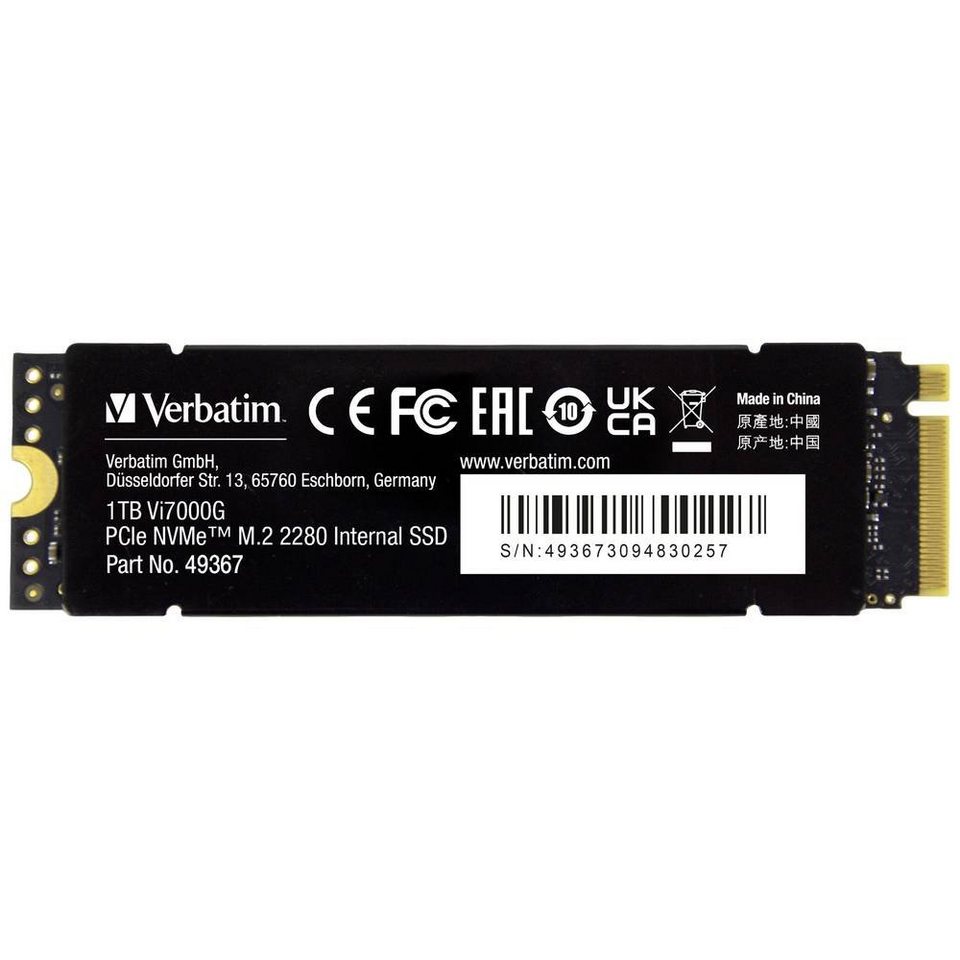 Verbatim G PCIe NVMe™ M.2 SSD 1 TB SSHD-Hybrid-Festplatte, NVMe (NVM  Express), geeignet für PlayStation 5™, Kühlkörper und DRAM-Cache für  extreme