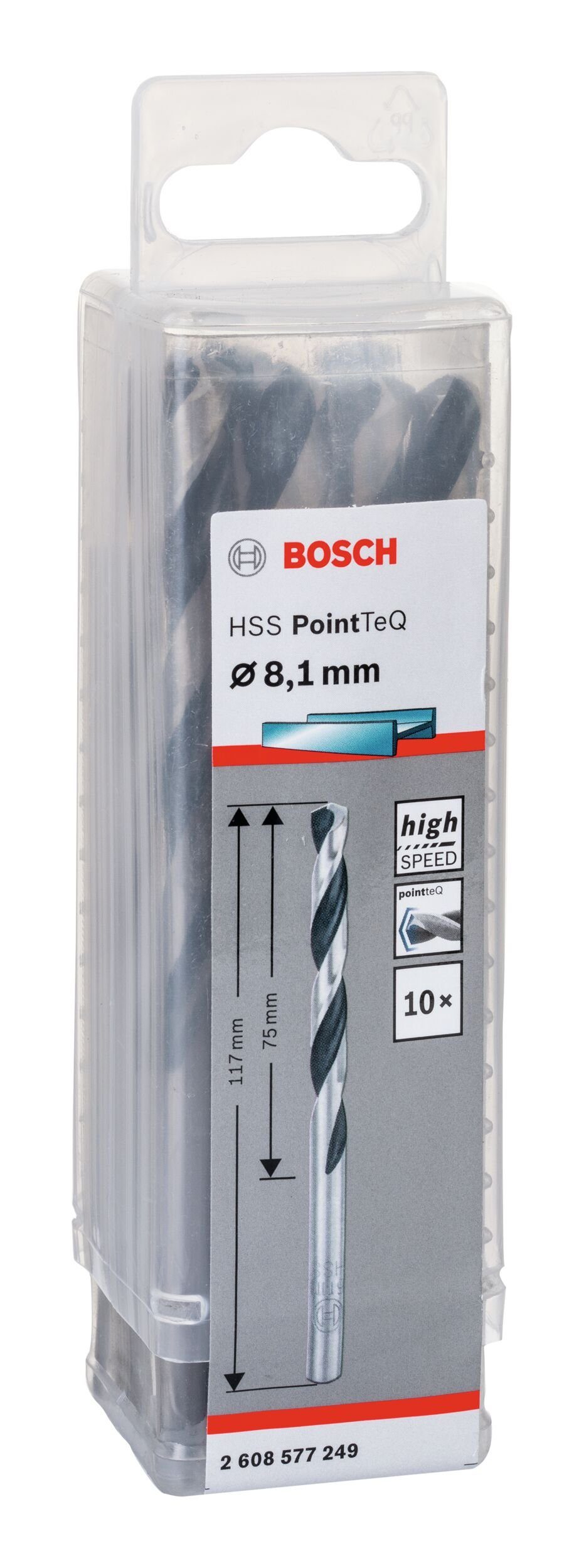Stück), 338) HSS 10er-Pack - PointTeQ Metallbohrer, mm - 8,1 (10 Metallspiralbohrer BOSCH (DIN