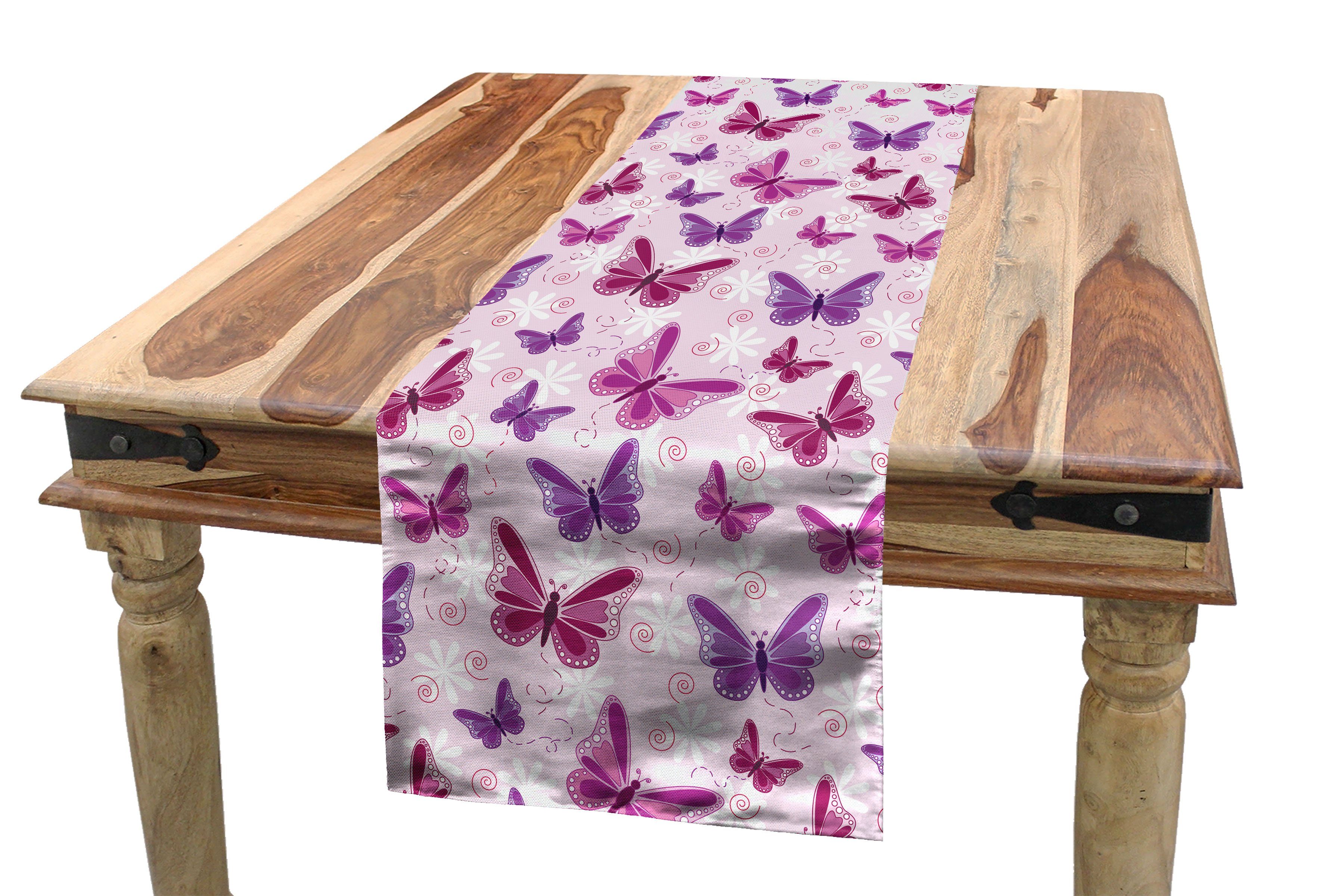 Abakuhaus Fairy Dekorativer Küche Rechteckiger Tischläufer Schmetterlinge Tischläufer, Esszimmer Hippie Farben